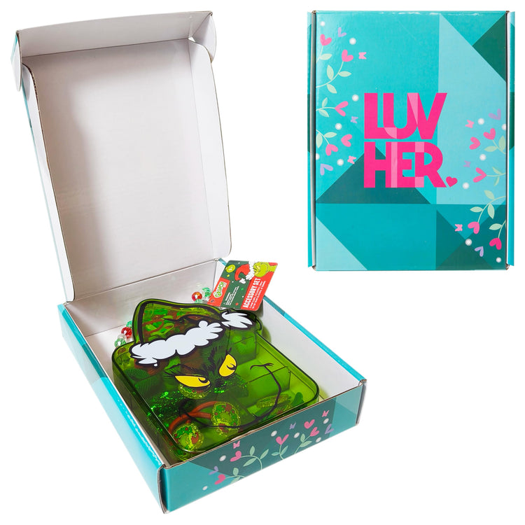 LUV HER Licensed Hair Accessory Case - The Grinch Hair Accessories Gift Set for Girls - Hair Clips, Elastics, Bow, and Terries - Grinch Christmas Hair Accessory Set - Ages 3 + - LuvHer Shop