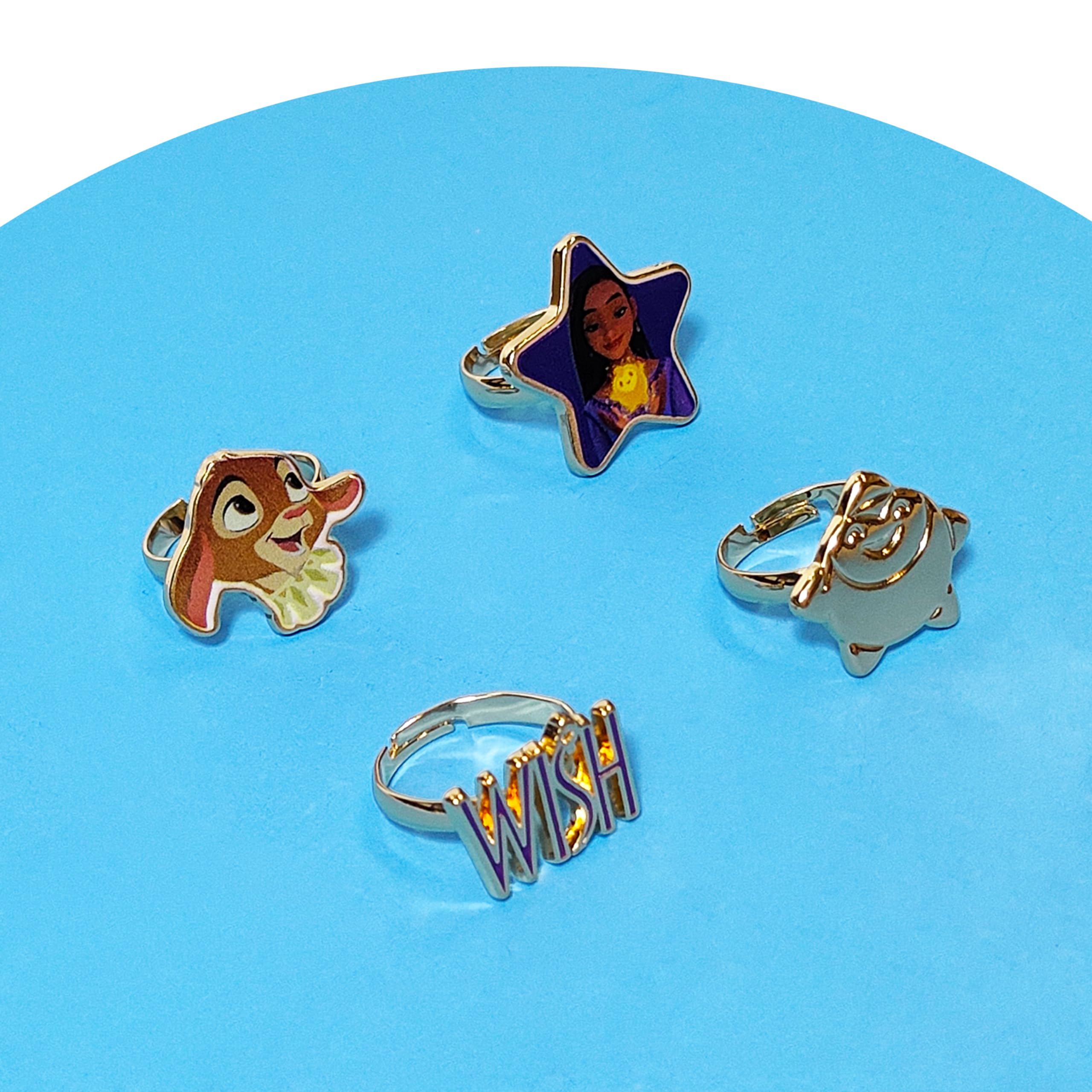 LUV HER Disney Jewelry: 4-Piece Adjustable Rings for Girls (Wish Rings with metal charm) Dress Up For Girls Perfect Disney Gifts For 6-Year-Old Girl Kid Ring For Girls Disney Wish Accessories Ages 4+ - LuvHer Shop