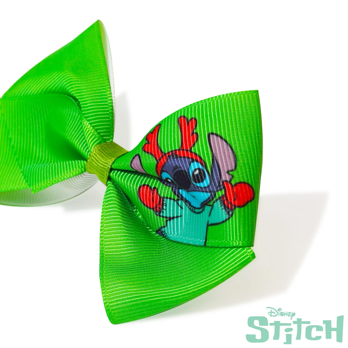 Disney Stitch green hair bow with Stitch character print, officially licensed girls' accessory