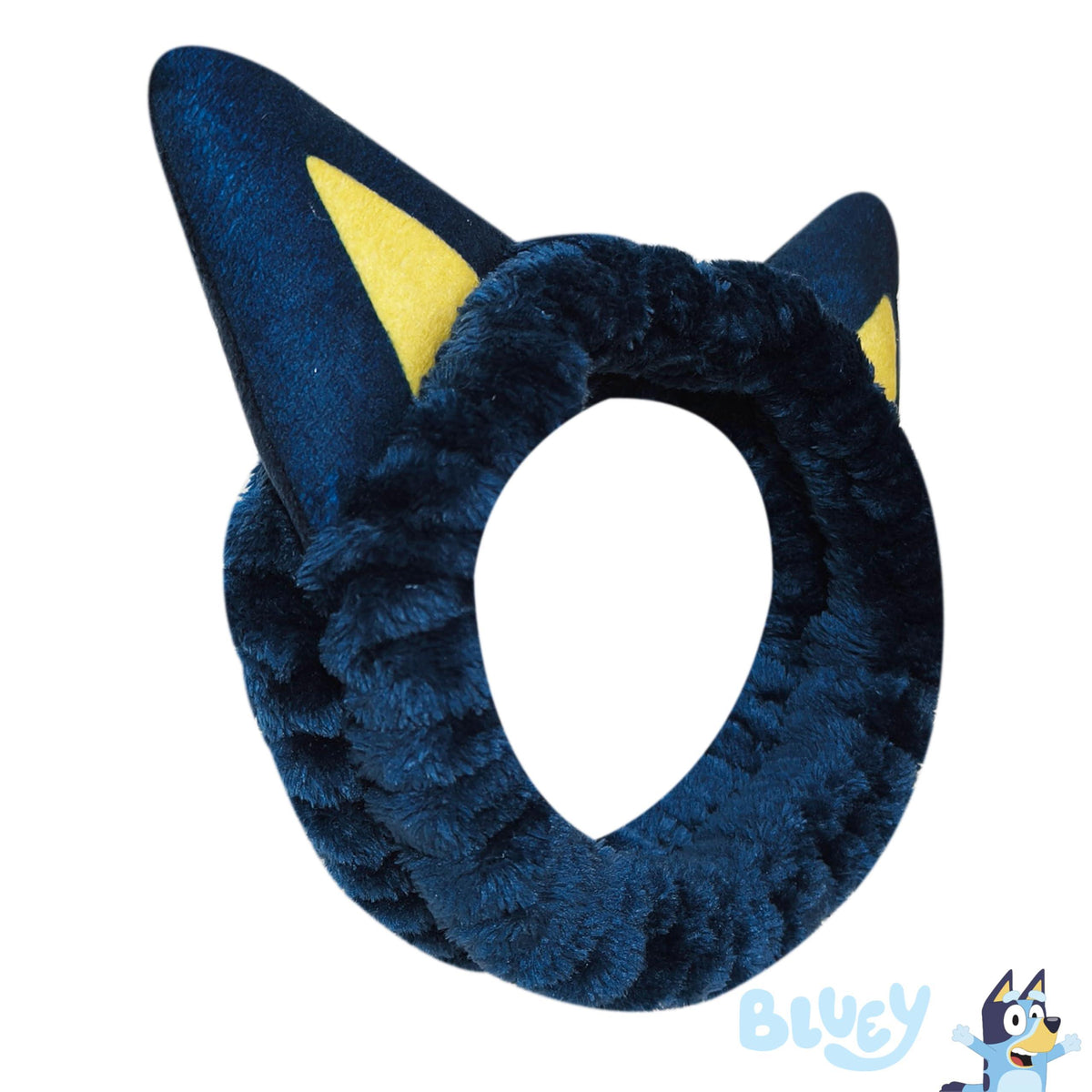 Bluey Plush Ears Headband, officially licensed girls' accessory with soft blue fur and yellow ear accents
