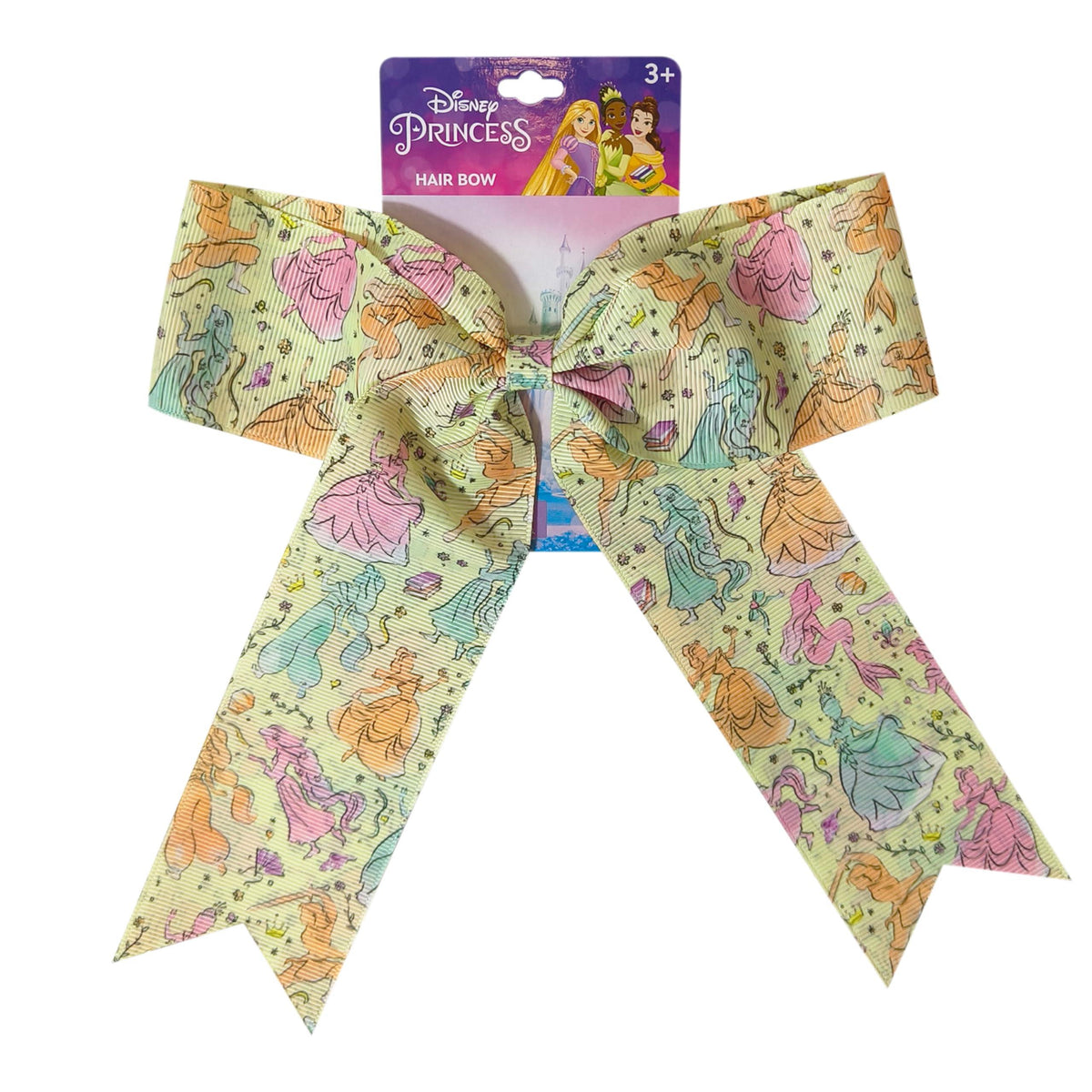 Disney Princess Hair Bow featuring pastel princess prints, officially licensed girls' accessory
