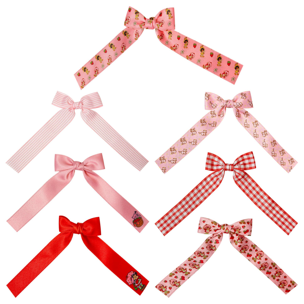 Strawberry Shortcake Printed Long Tail Hair Bow Set