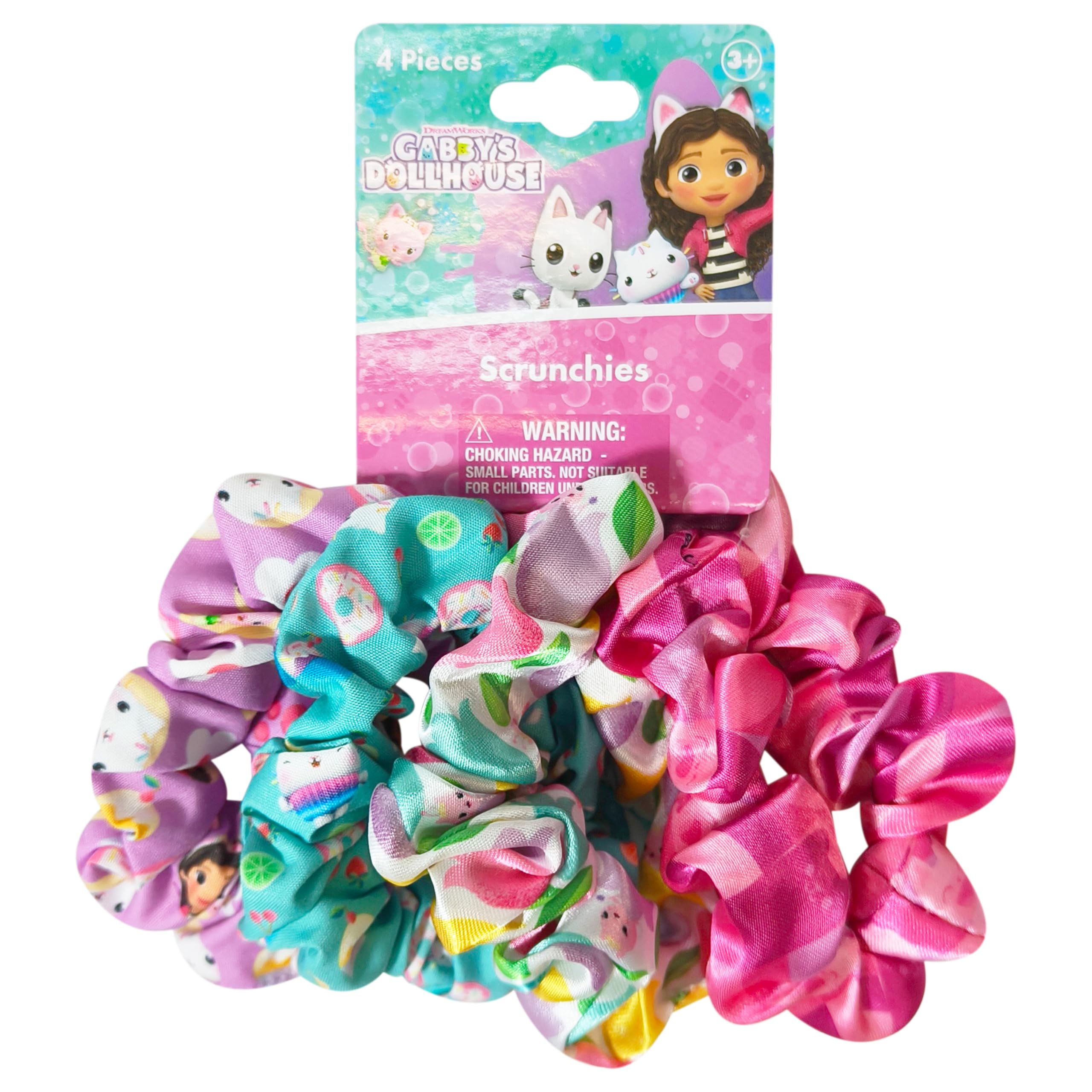 LUV HER Gabby's Cute Scrunchies for Girls of All Ages - 4 Large Hair Scrunchies for Girls - 4 Printed Scrunchies with Your Favorite Characters - Hair Accessories for girls 3+ - LuvHer Shop