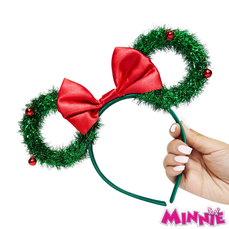 LUV HER Disney Minnie Mouse Ears Christmas Tinsel and Jingle Bells Headband for Girls, Ages 3+ - LuvHer Shop