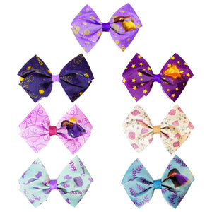 Disney Wish Kids Hair Bows - Hair Accessories Set - 7 Pcs 4 Inch Bow Bundle - Hair Bows for Girls - Different print on each clip - Alligator Clip - Ages 3+ - LuvHer Shop