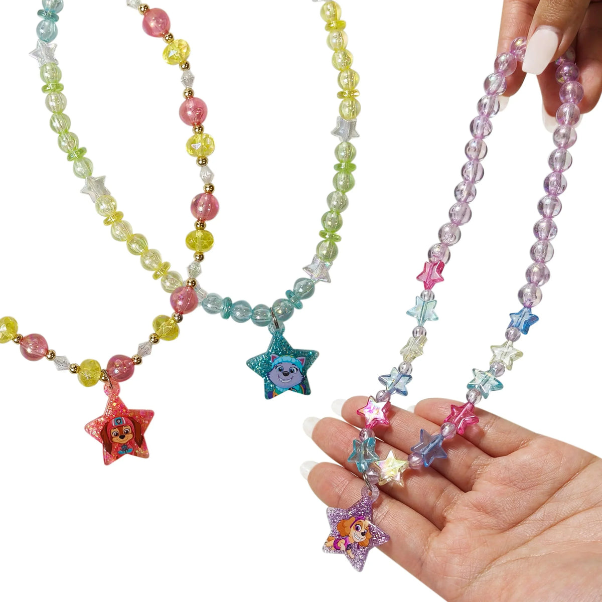 Paw Patrol girls' beaded necklaces with star-shaped character pendants from LuvHer Shop
