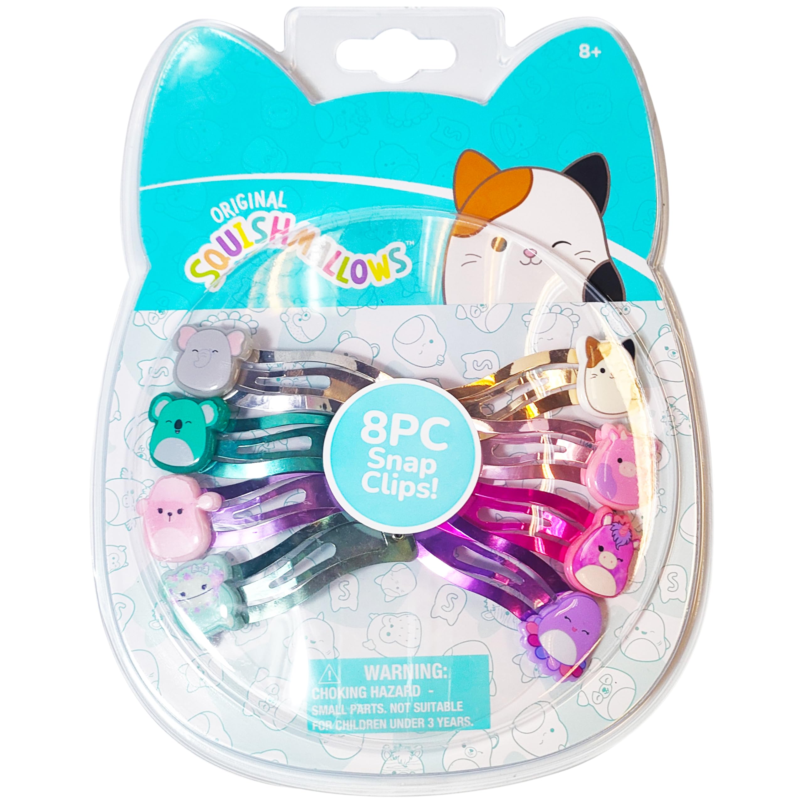 Kids Hair Clips for Girls Squishmallows Snap Clips 8 Pack Multi Color Ages 8+