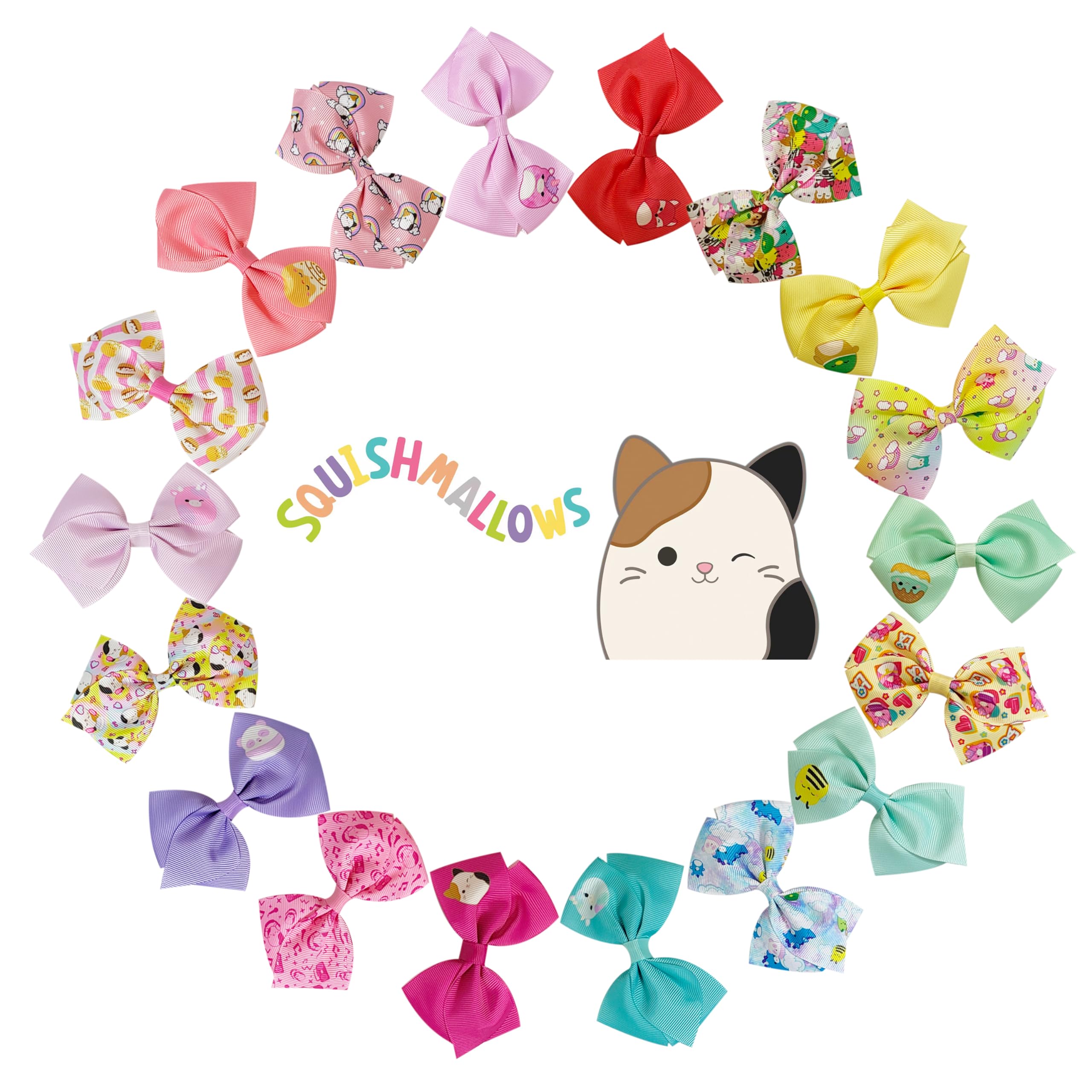 LUV HER Special Squishmallows Hair Accessory for Girls! 18pc Hair Bow with Aligator Clips, age 3+ - LuvHer Shop