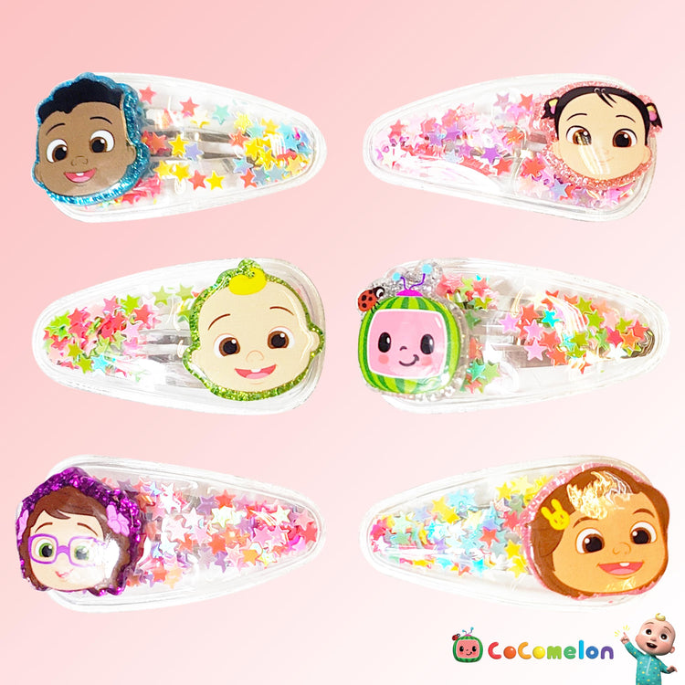 LUV HER Cocomelon Hair Clips For Girls, 6pc Magical Confetti Hair Clips with Favorite Cocomelon Character Charms, Ages 3+ - LuvHer Shop