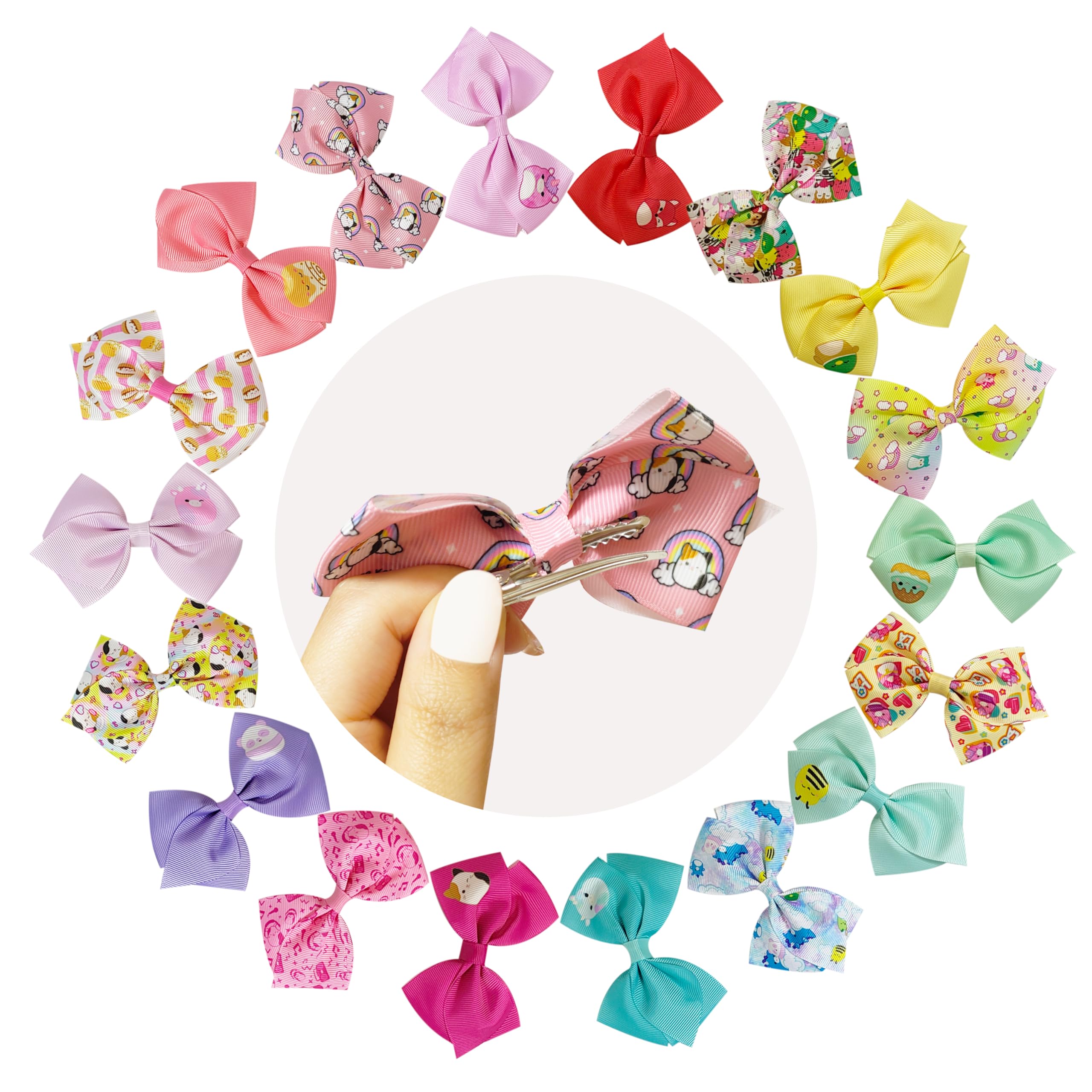 LUV HER Special Squishmallows Hair Accessory for Girls! 18pc Hair Bow with Aligator Clips, age 3+ - LuvHer Shop