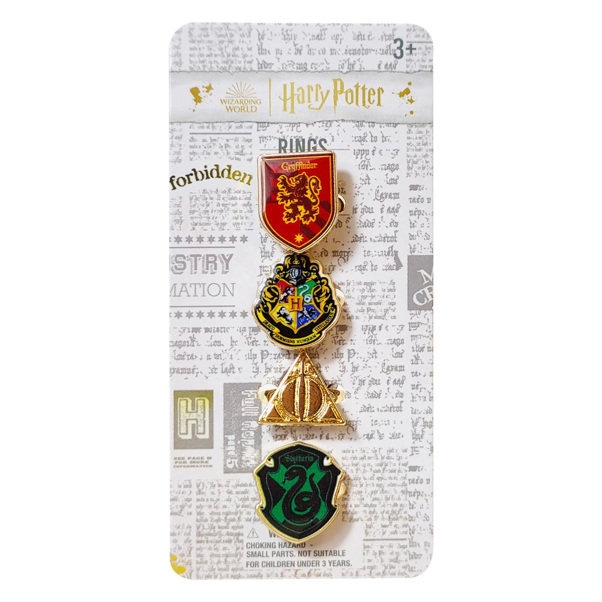 Harry Potter Jewelry: 4-Piece Adjustable Rings with Charms