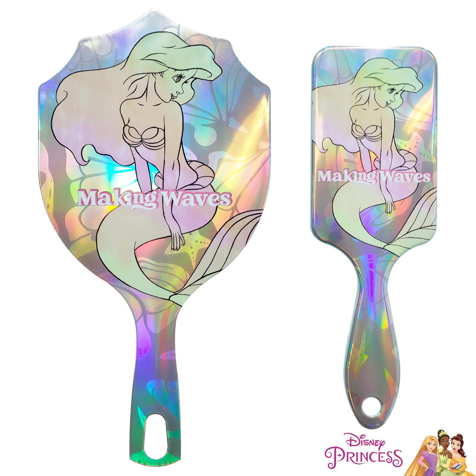 Disney Princess Ariel Mirror and Brush set boxed, featuring Ariel artwork, for girls' accessories