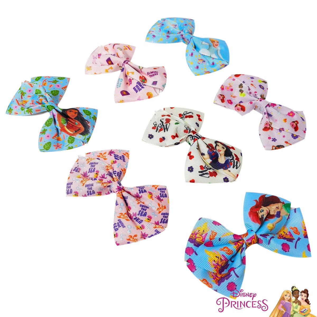 Disney Princess Printed Girls' Hair Bows - 7 Pack