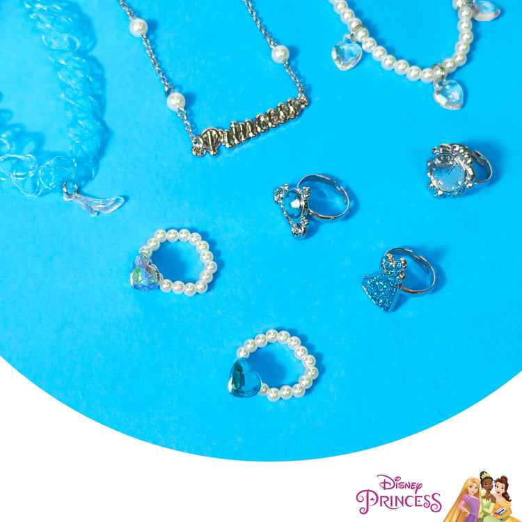 LUV HER Disney Princesses Colorful Jewelry 8 pieces Set for Girls, Official Licensed- Necklaces and Metal Charm Rings - Birthday and Party Favor - Ages 3+ - LuvHer Shop