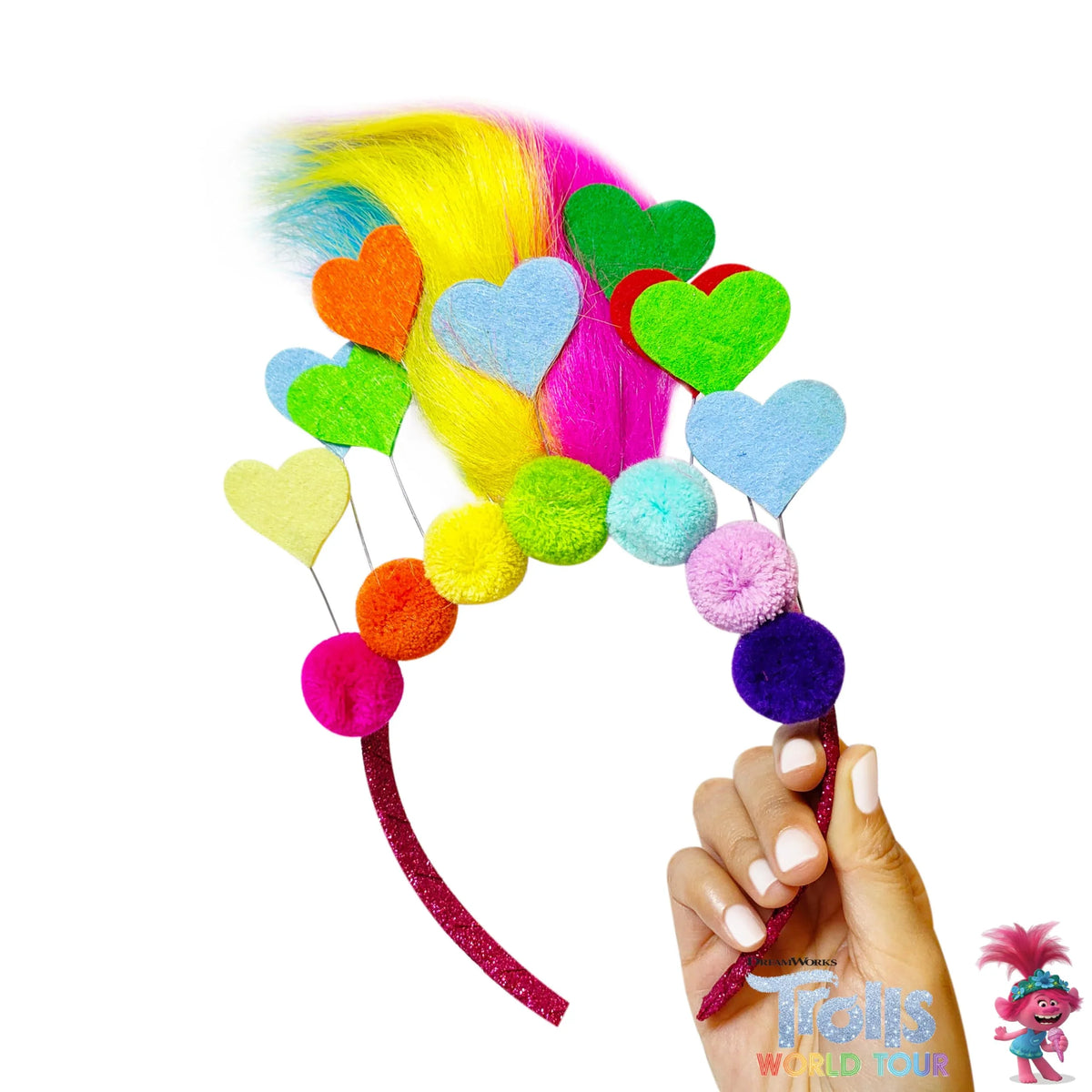 Trolls World Tour Headband with Character Wig
