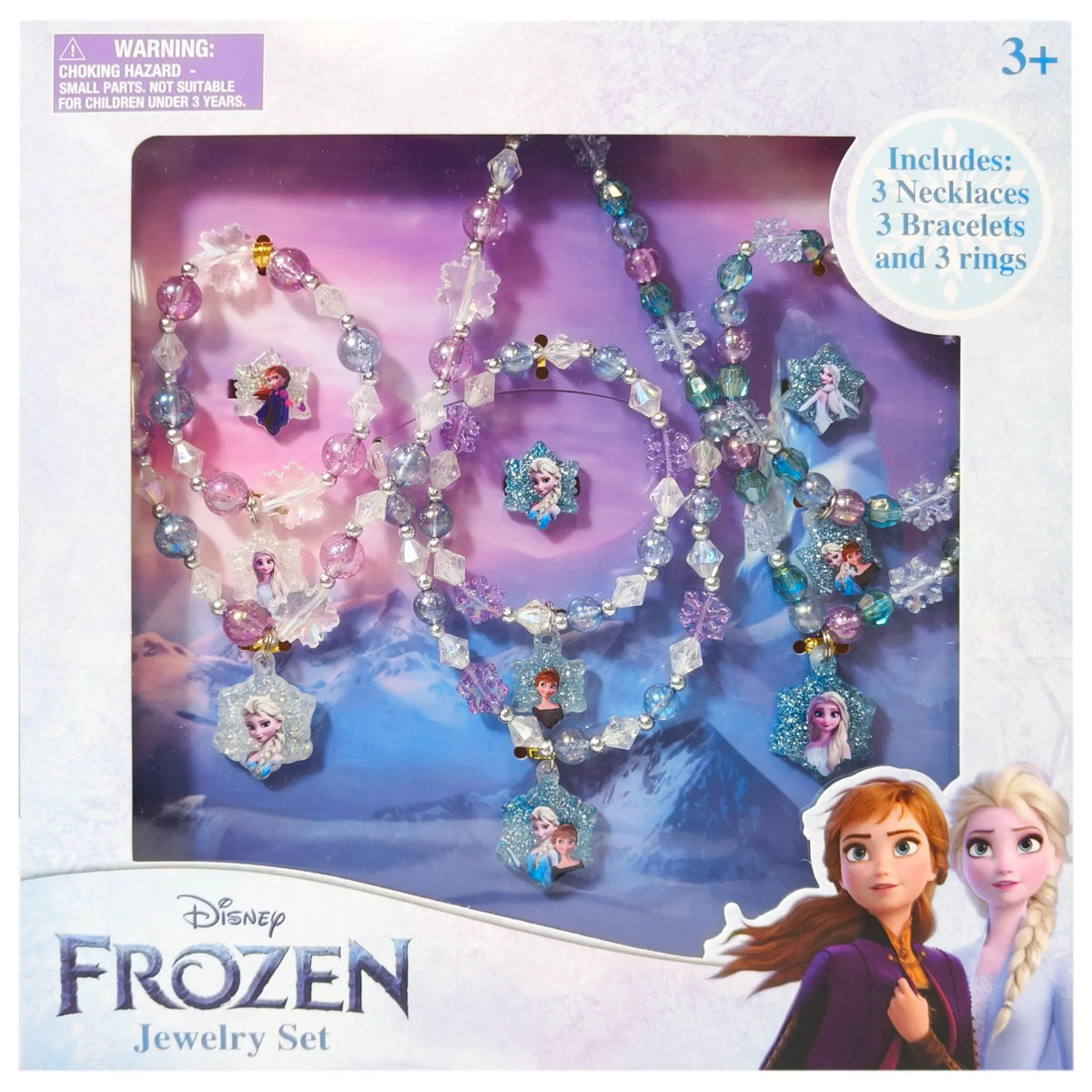 Disney Frozen Jewelry Set for girls with necklaces, bracelets, rings, Anna and Elsa designs