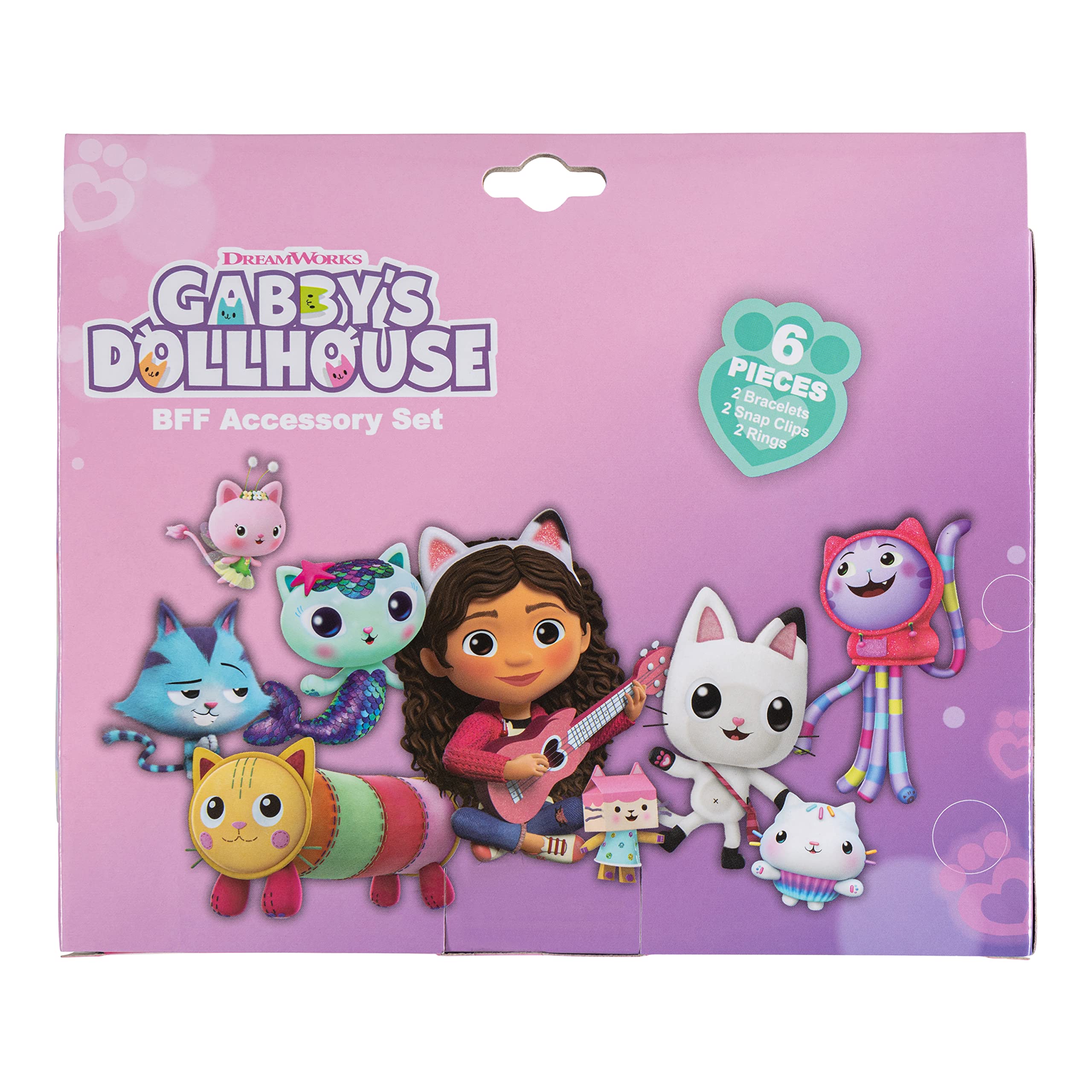 Luv Her Gabby's Dollhouse Girls BFF 6 Piece Toy Jewelry Box Set with 2 Rings, 2 Bead Bracelets and Snap Hair Clips Ages 3+ - LuvHer Shop