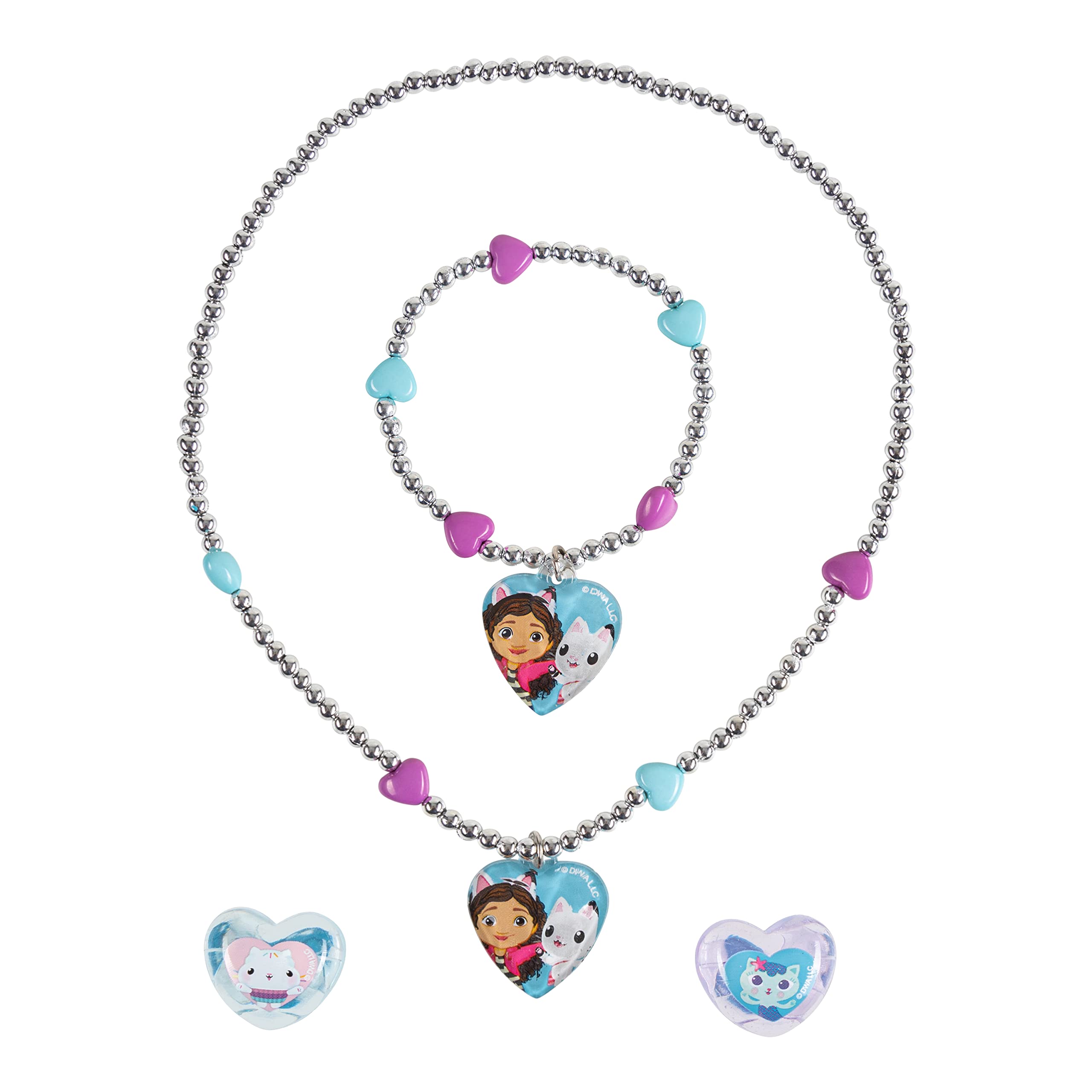 LUV HER Gabby's Dollhouse Girls 4 Piece Costume Toy Jewelry Box Set with Silver Rings, Bead Bracelet and Necklace Ages 3+ - LuvHer Shop