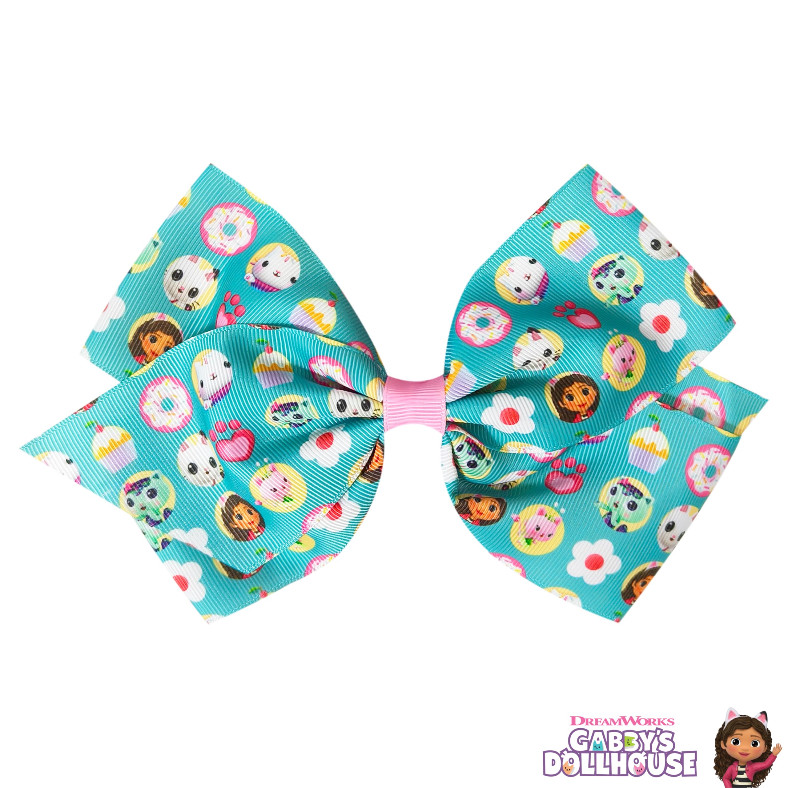 LUV HER Cute Gabby's Dollhouse Single Hair Bow For Girls - One Large Printed Hair Bow Featuring your Favorite Character Cakey - Alligator Clip - Birthday Gift for Girls Ages 3+ - LuvHer Shop