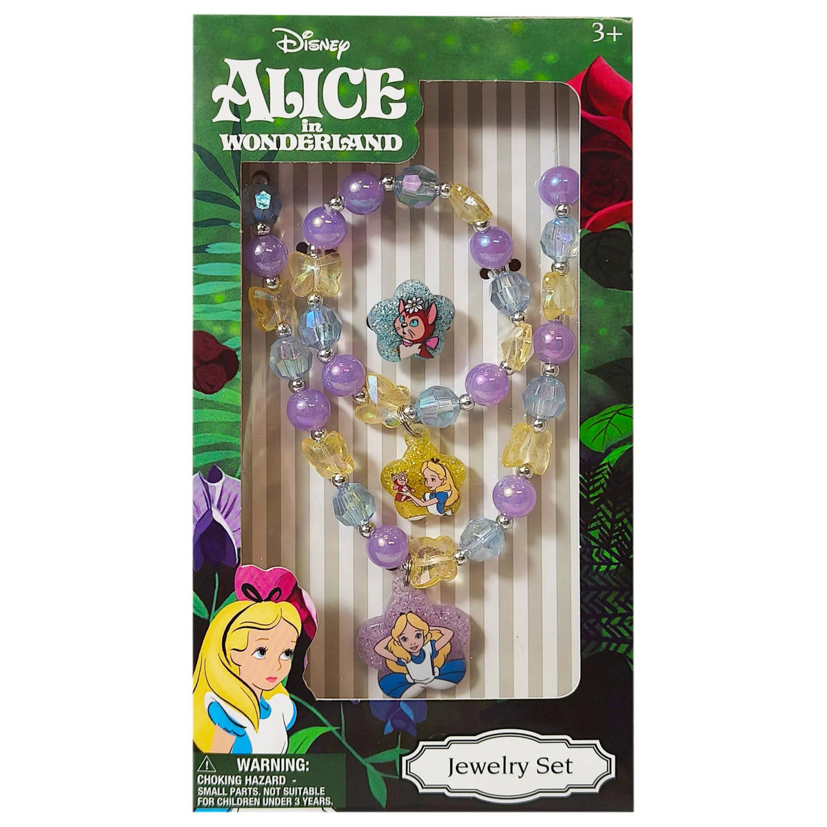 Disney Alice in Wonderland Jewelry Set with beaded necklace and bracelets for girls