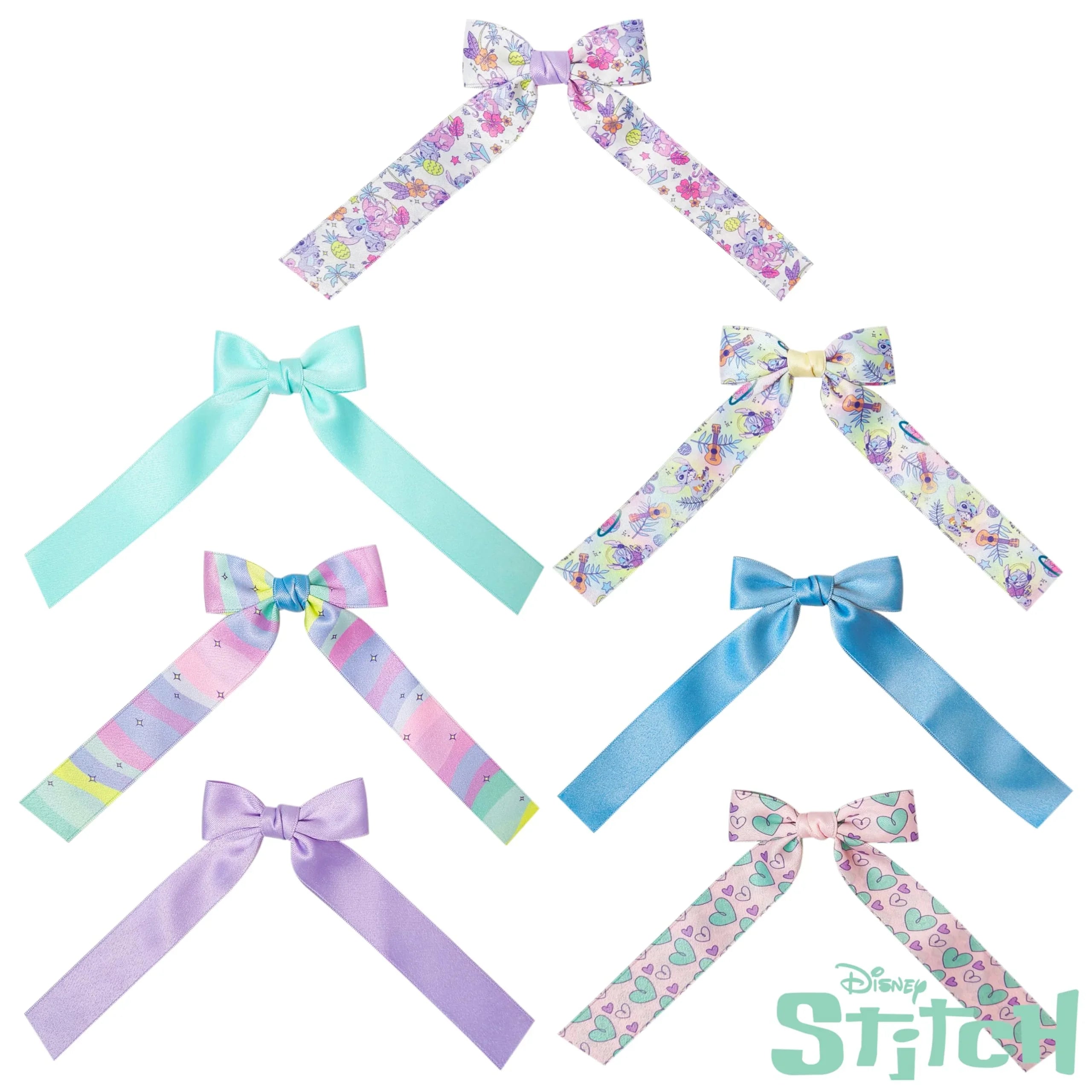 The Stitch Printed Long Tail Hair Bow Set for Girls - Printed...