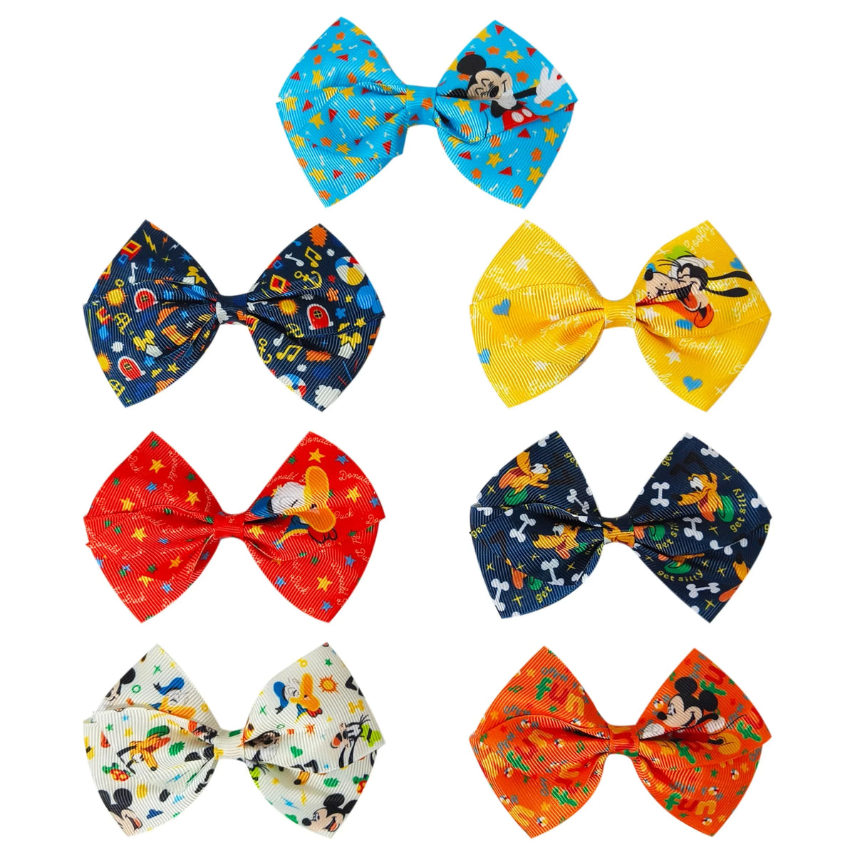 Disney Mickey Printed Girls' Hair Bows – 7-Pack 4-Inch Hair...