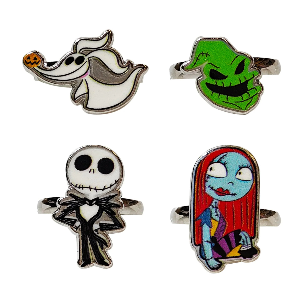 Jack and Sally Gothic Jewelry: 4-Piece Adjustable Rings...