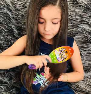 LUV HER Hair Brush 5 Pcs Set - 9 inch Detangling Brush For Girls + 4 Elastic Scrunchies For Kids - Hair Accessories Ages 3+ - LuvHer Shop