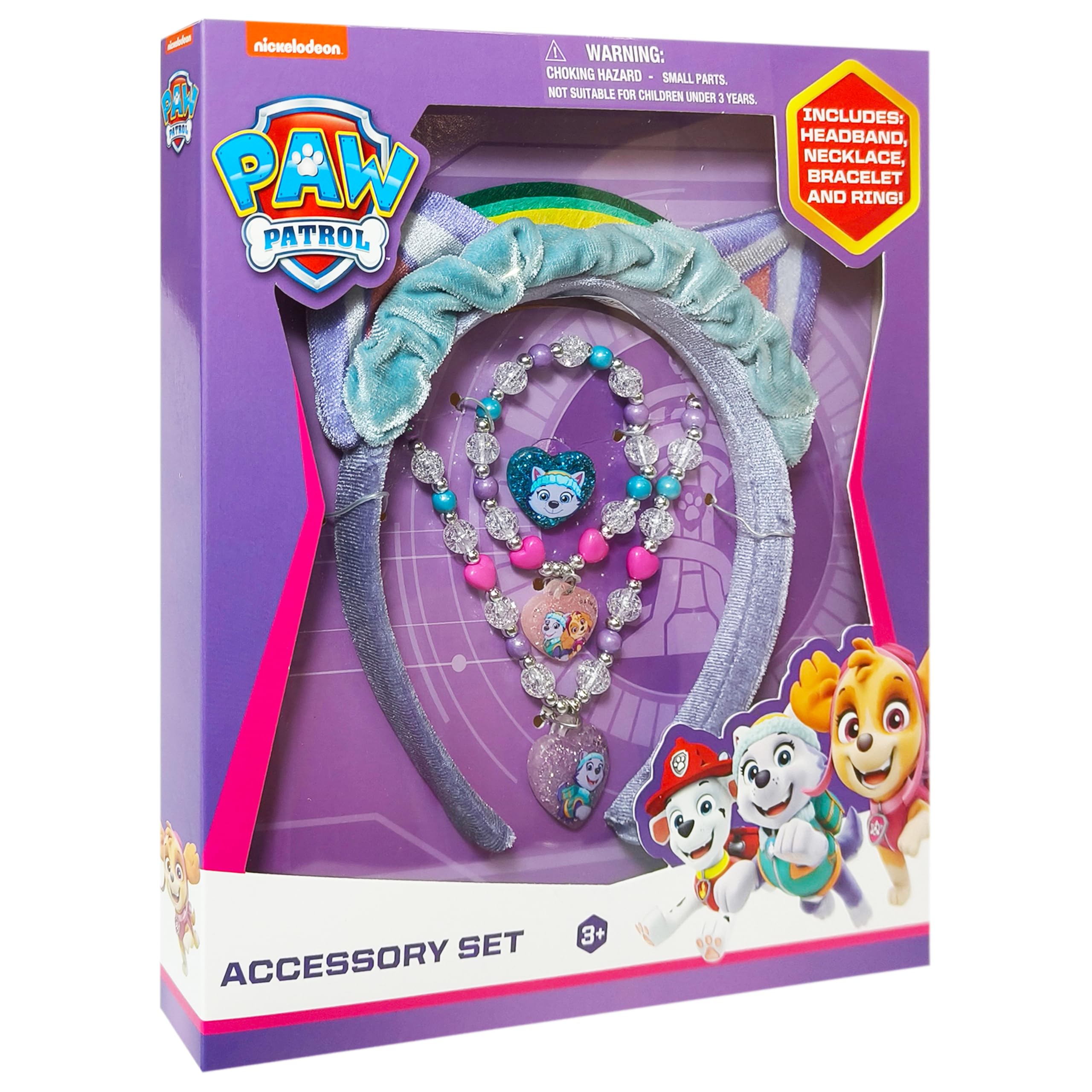 LUV HER Licensed PAW PATROL Headbands for Girls - Kids Jewelry - Dress Up Set All in one Giftable Box - Headband - Play Jewelry Set - 4pc (Toddler Headband, Necklace, Dress Up Bracelet, Ring) Ages 6 - LuvHer Shop