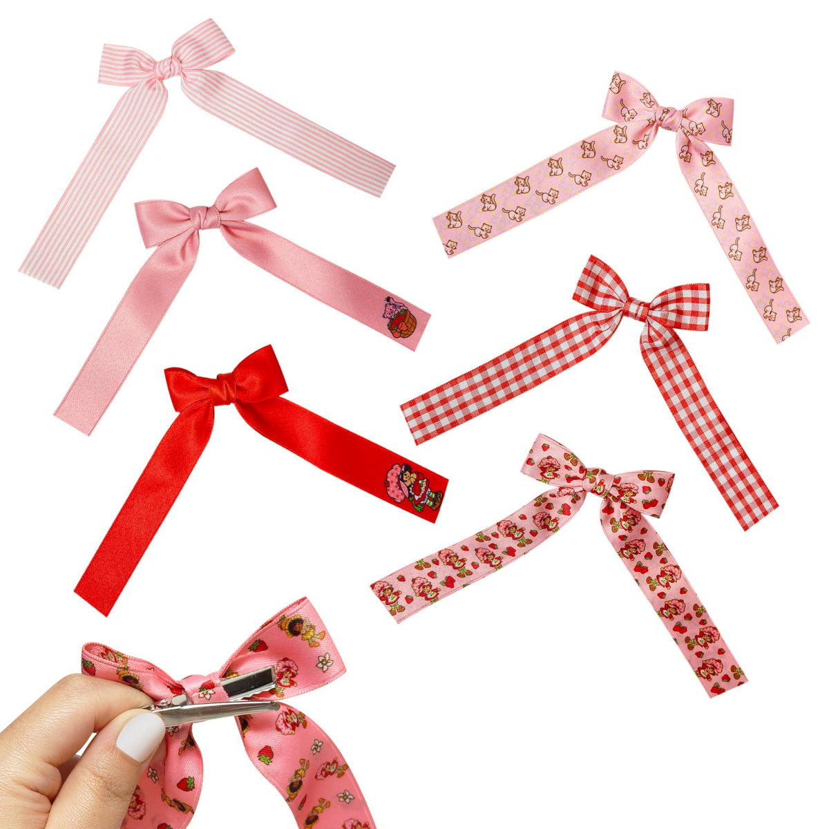 Strawberry Shortcake Printed Long Tail Hair Bow Set