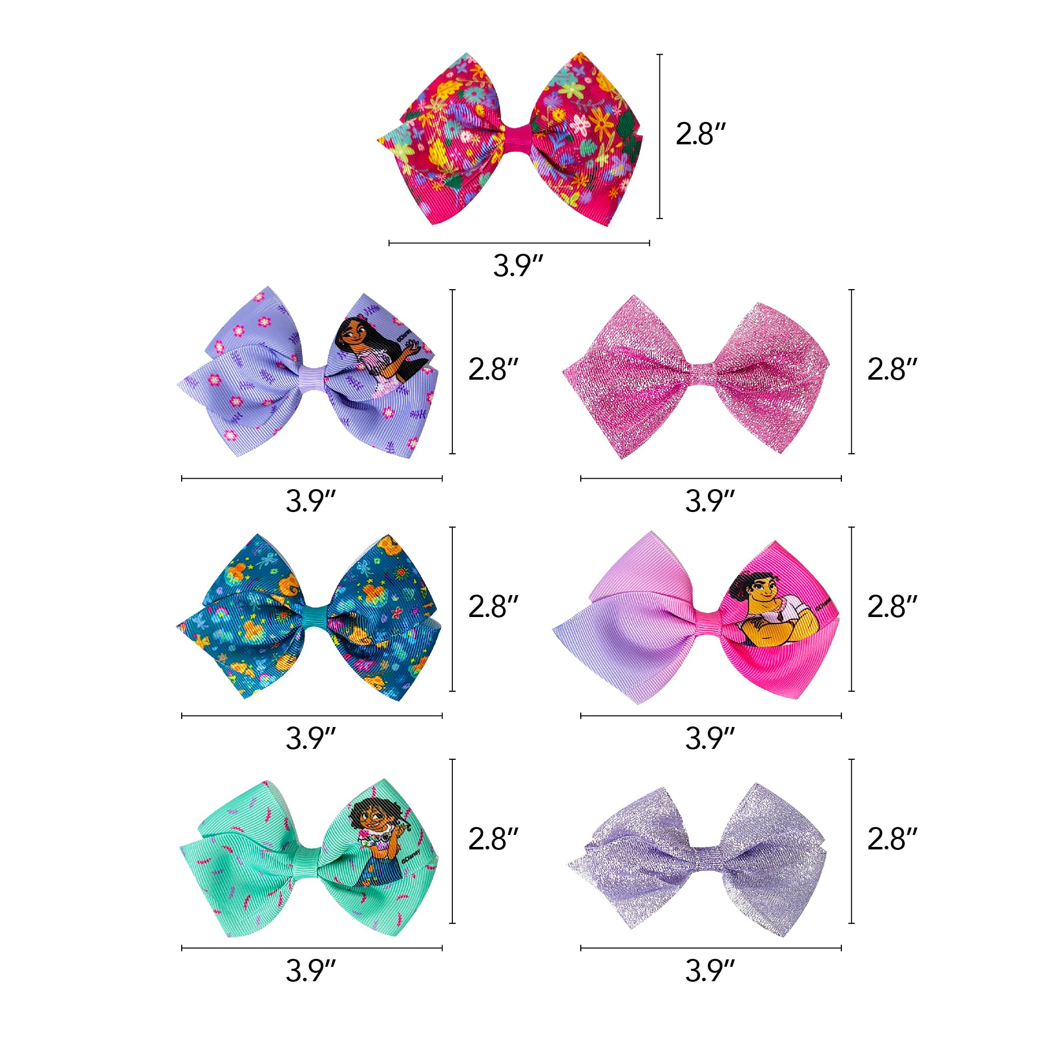 Disney Encanto Hair Bow Clips Bundle - 4 Inch Alligator Clips with Different Images, Ages 3+ - LuvHer Shop