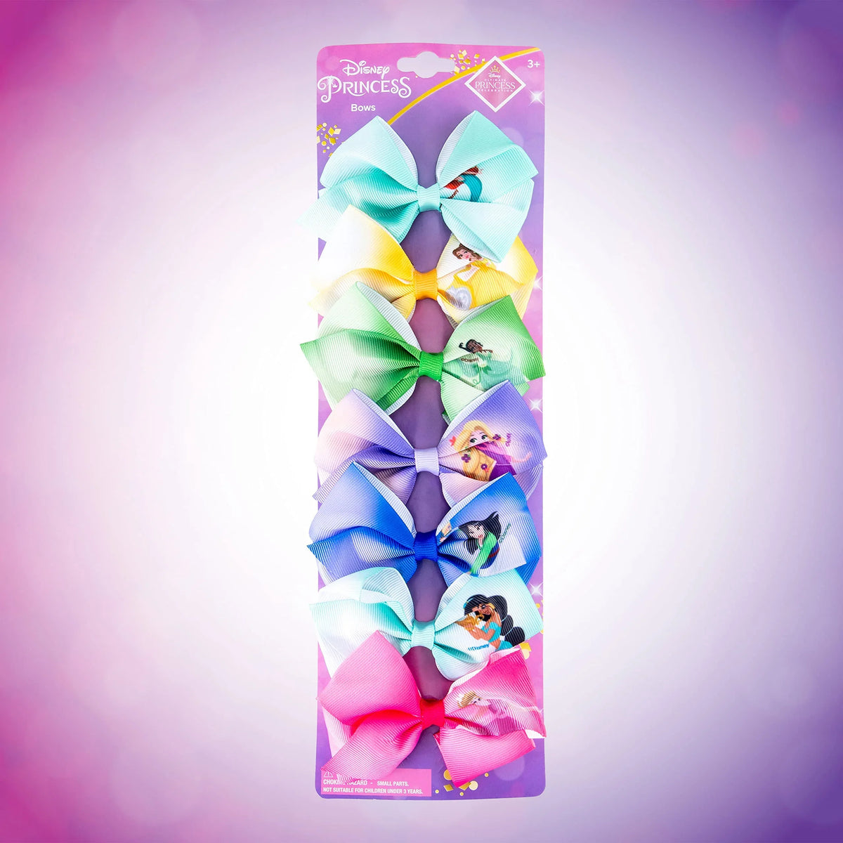 Disney Princess Bows hair accessory set in pastel colors on LuvHer Shop background