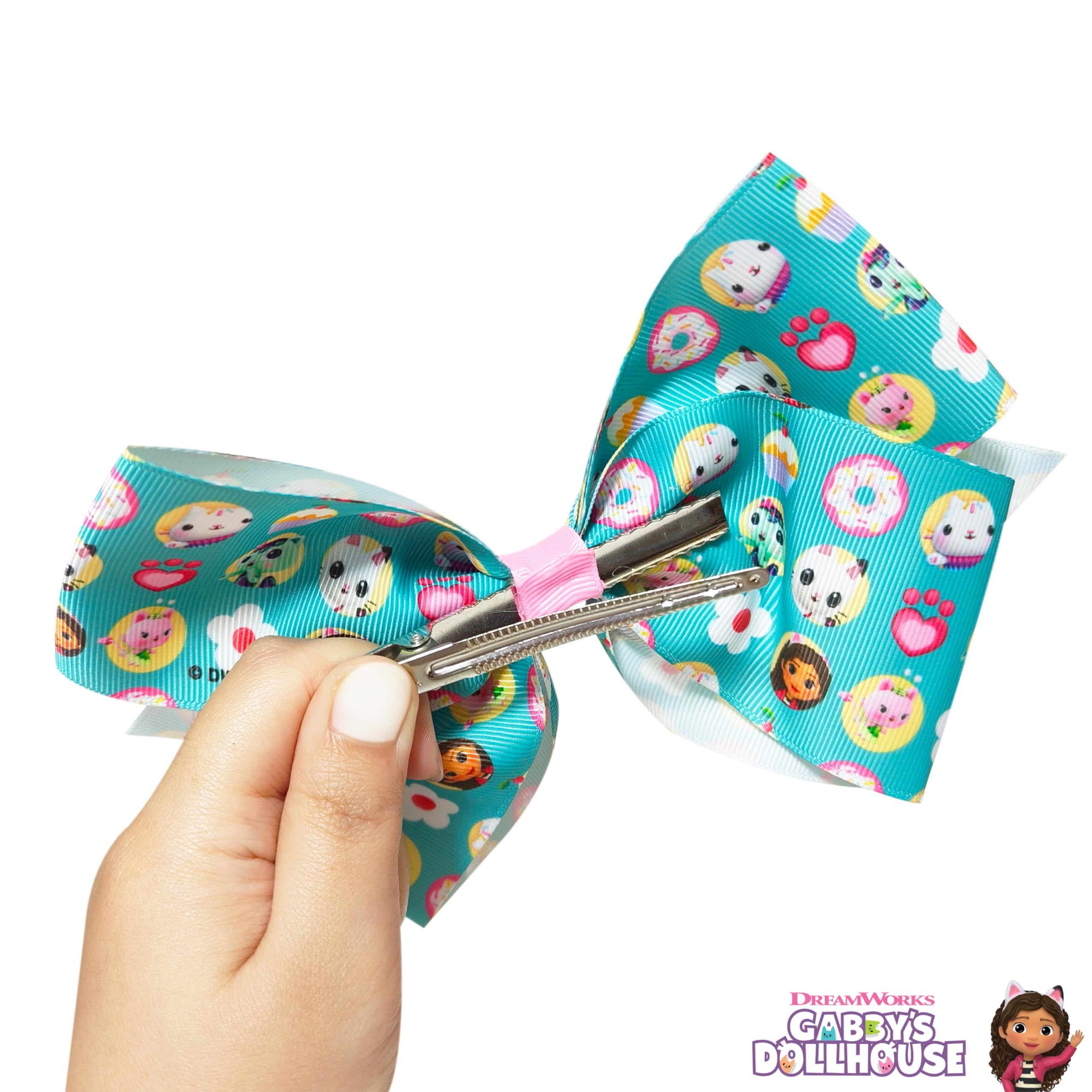 LUV HER Cute Gabby's Dollhouse Single Hair Bow For Girls - One Large Printed Hair Bow Featuring your Favorite Character Cakey - Alligator Clip - Birthday Gift for Girls Ages 3+ - LuvHer Shop