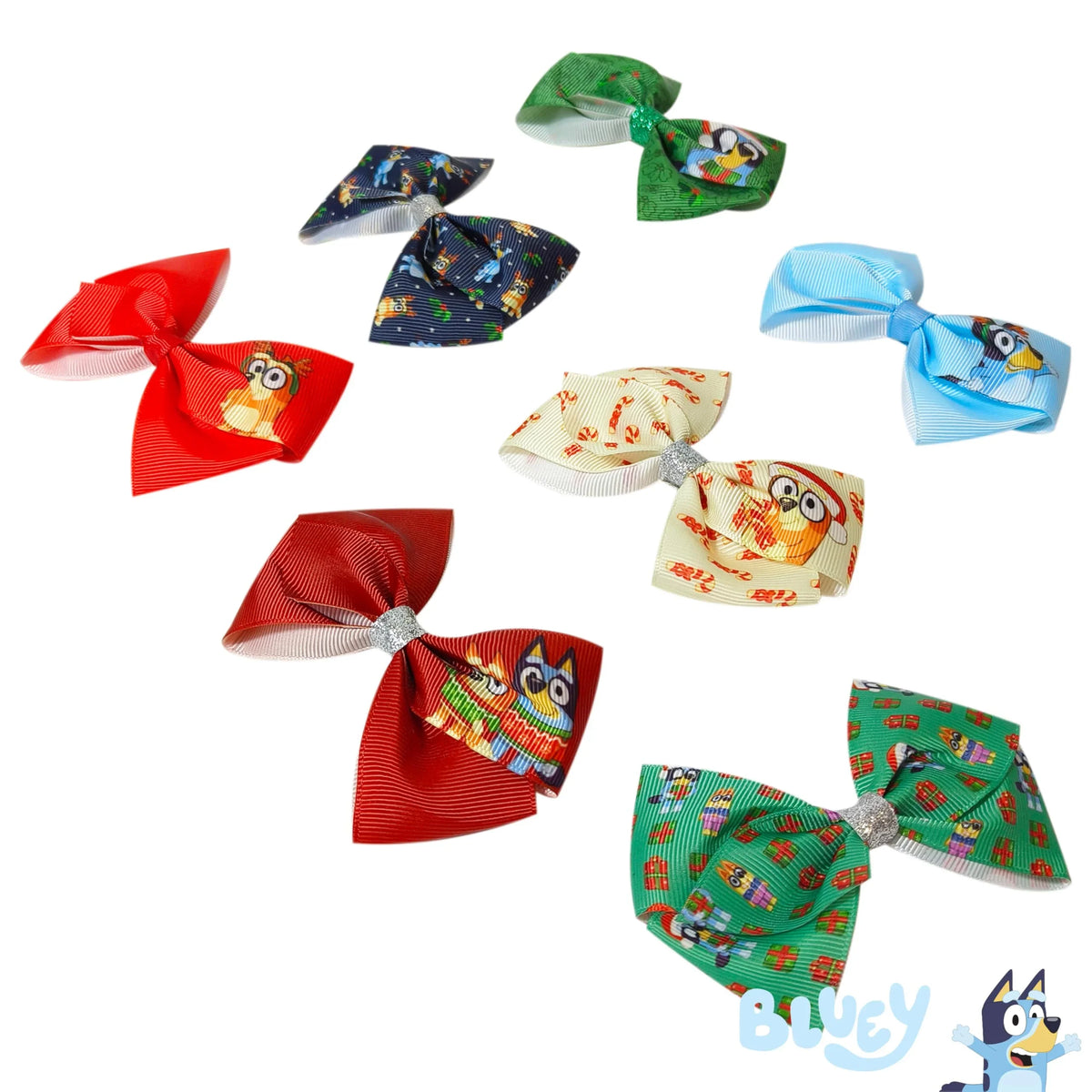 Bluey hair bows holiday gift set featuring colorful designs and Bluey characters, LuvHer Shop