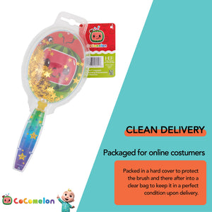 CoComelon Hair Brush with Magical Sparkling Stars Confetti Hair Brush, Green - Kids Hair Brush Ages 3+ - LuvHer Shop