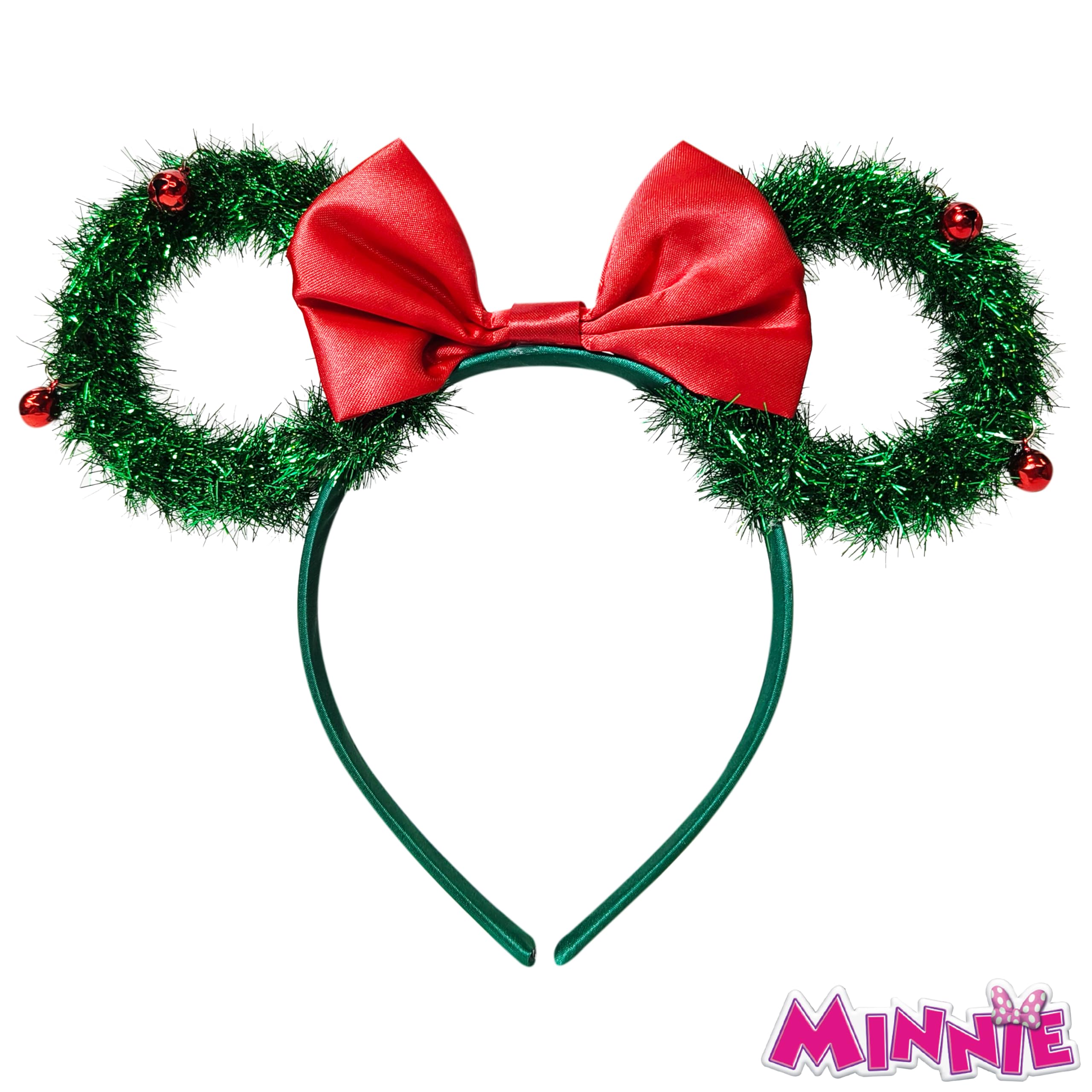 LUV HER Disney Minnie Mouse Ears Christmas Tinsel and Jingle Bells Headband for Girls, Ages 3+ - LuvHer Shop