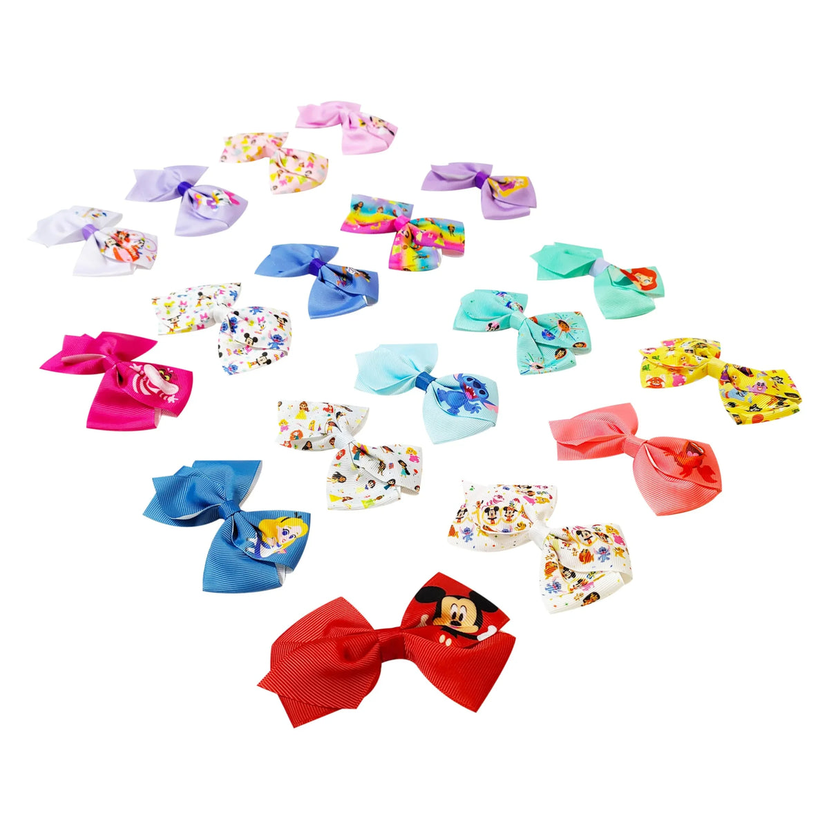 LuvHer Shop Disney Assorted Hair Bows set featuring colorful licensed girls' accessories on white background