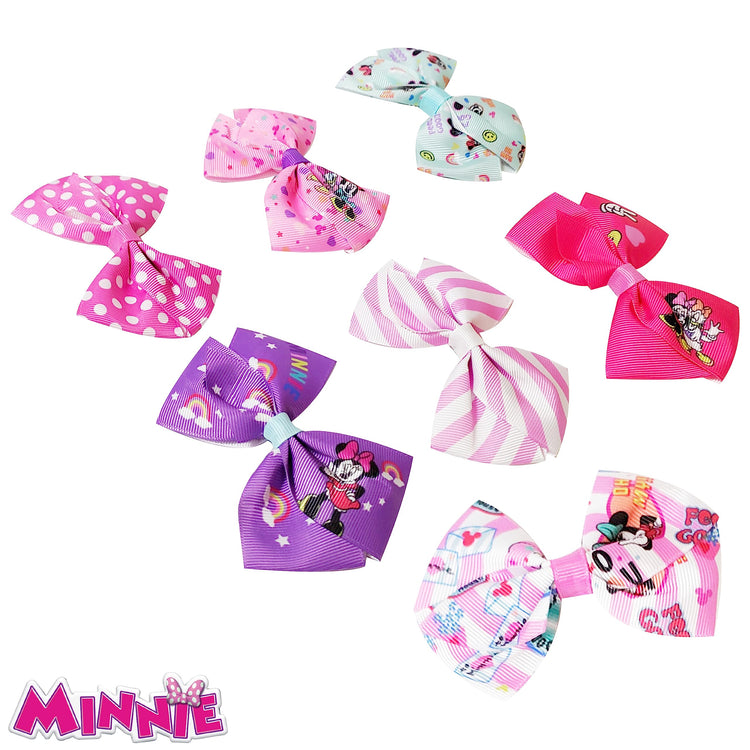 Disney Minnie Mouse Hair Accessories Gift Set - 7 Pcs 4 Inch Bows - Alligator Clips - Ages 3+ - LuvHer Shop