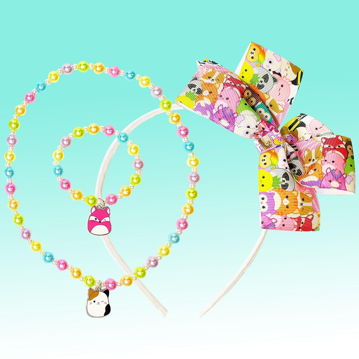 Squishmallow Cute Hair Accessory and Jewelry Set