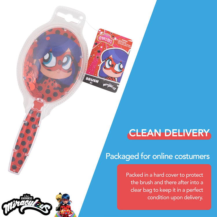 Miraculous Hair Brush with Magical Sparkling Stars Ladybug Confetti Hair Brush - Kids Hair Brush Ages 3+ - LuvHer Shop