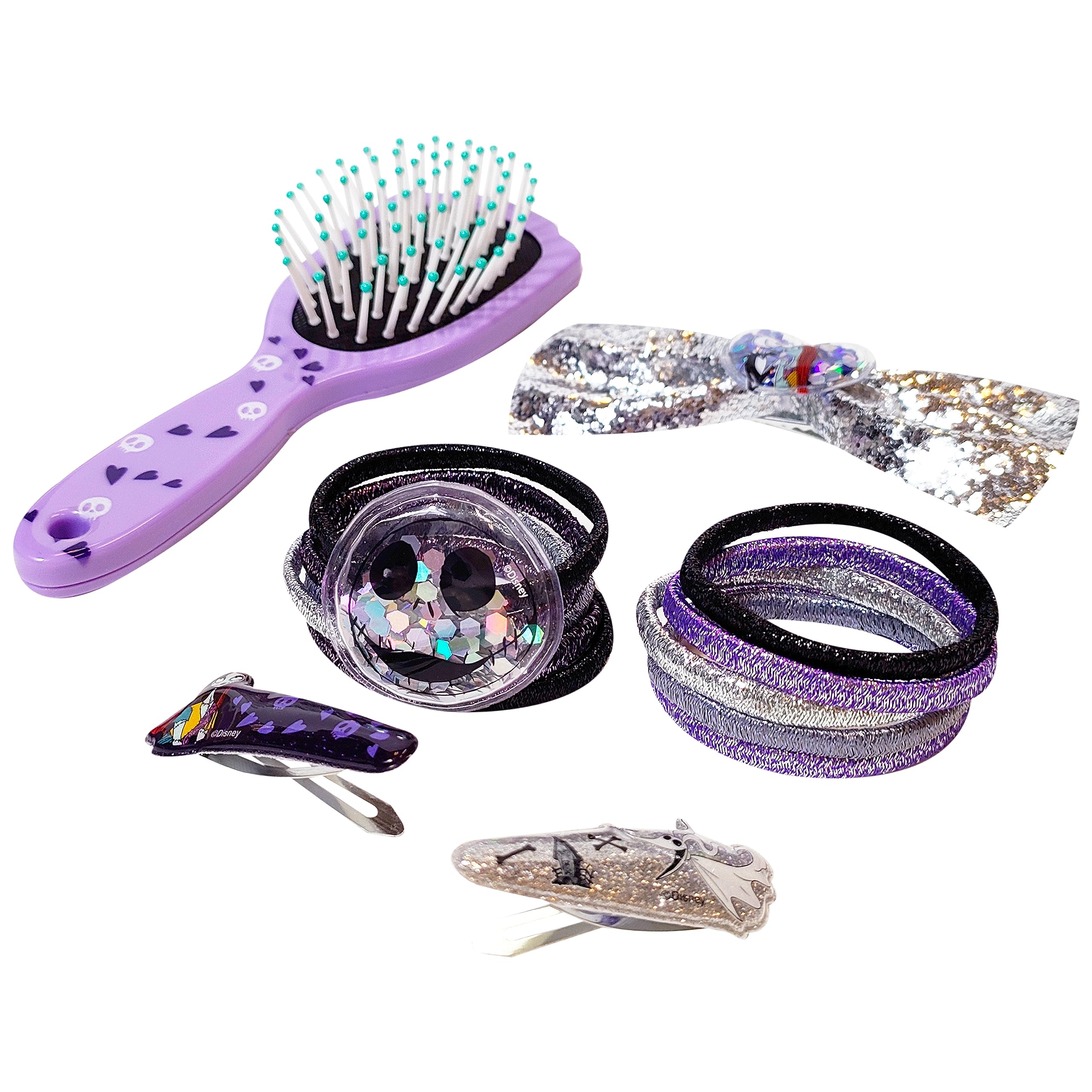 Nightmare Before Christmas Hair Accessory Set (Brush, Bow, PVC Snaps, Lurex Elastics) - LuvHer Shop