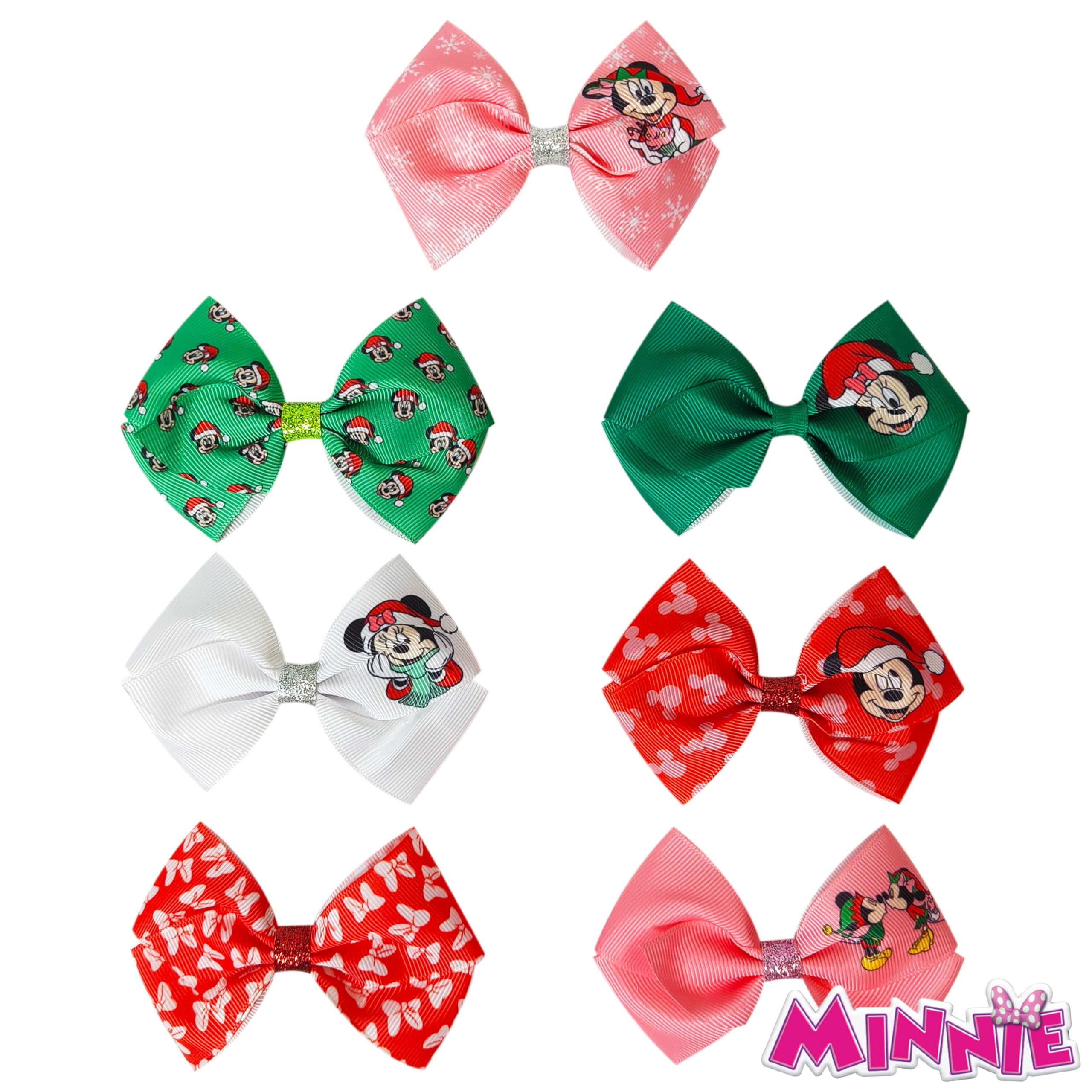 Luv Her Licensed Girls Hair Bows - Hair Accessories Gift Set - 7 Pcs 4 Inch Bundle - Hair Bows for Girls - Disney Christmas Hair clip - Alligator Clip - Ages 3 + - LuvHer Shop