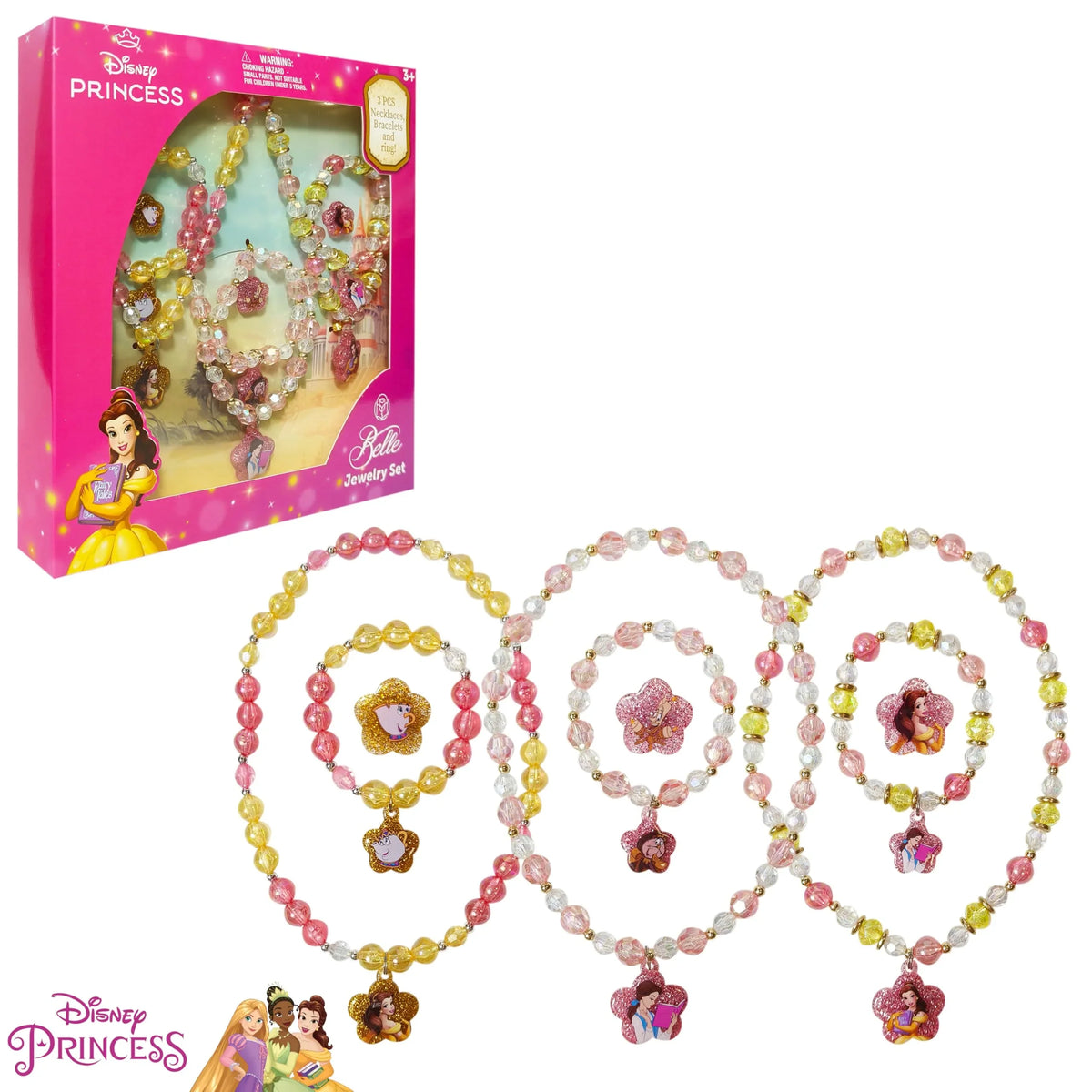 Disney Princess Belle Jewelry Set with beaded necklaces and bracelets from LuvHer Shop