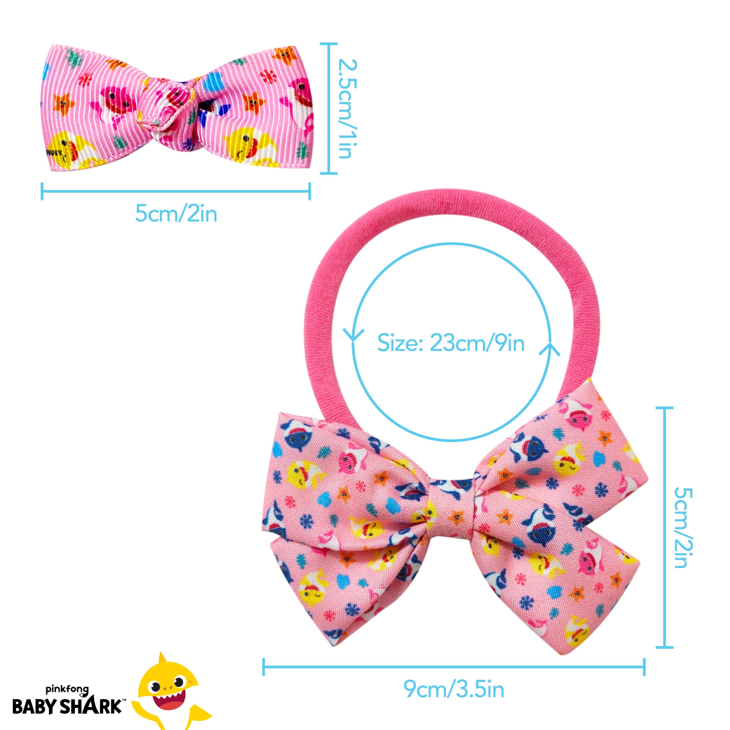 LUV HER Adorable Baby Girl Headband Set: Soft Elastic Headband with Four Matching Bows, Small Baby Shark Printed Hair Clips - Newborn Essentials and Must-Have Baby Gifts for Girls - LuvHer Shop