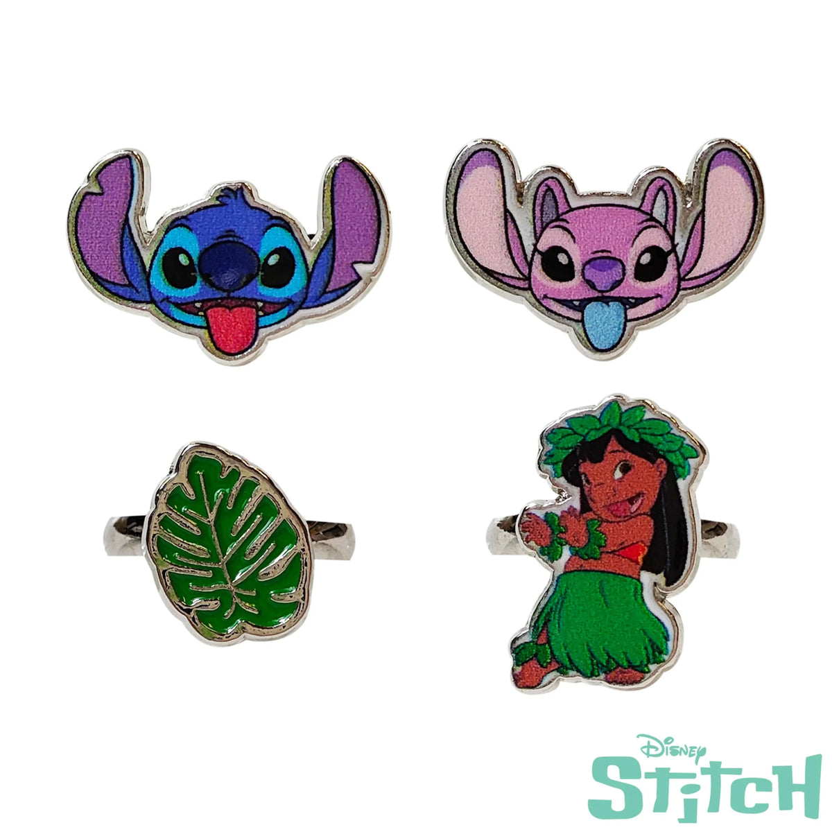 Disney Stitch girls ring set with Stitch, Angel, leaf, and Lilo designs, LuvHer Shop accessories
