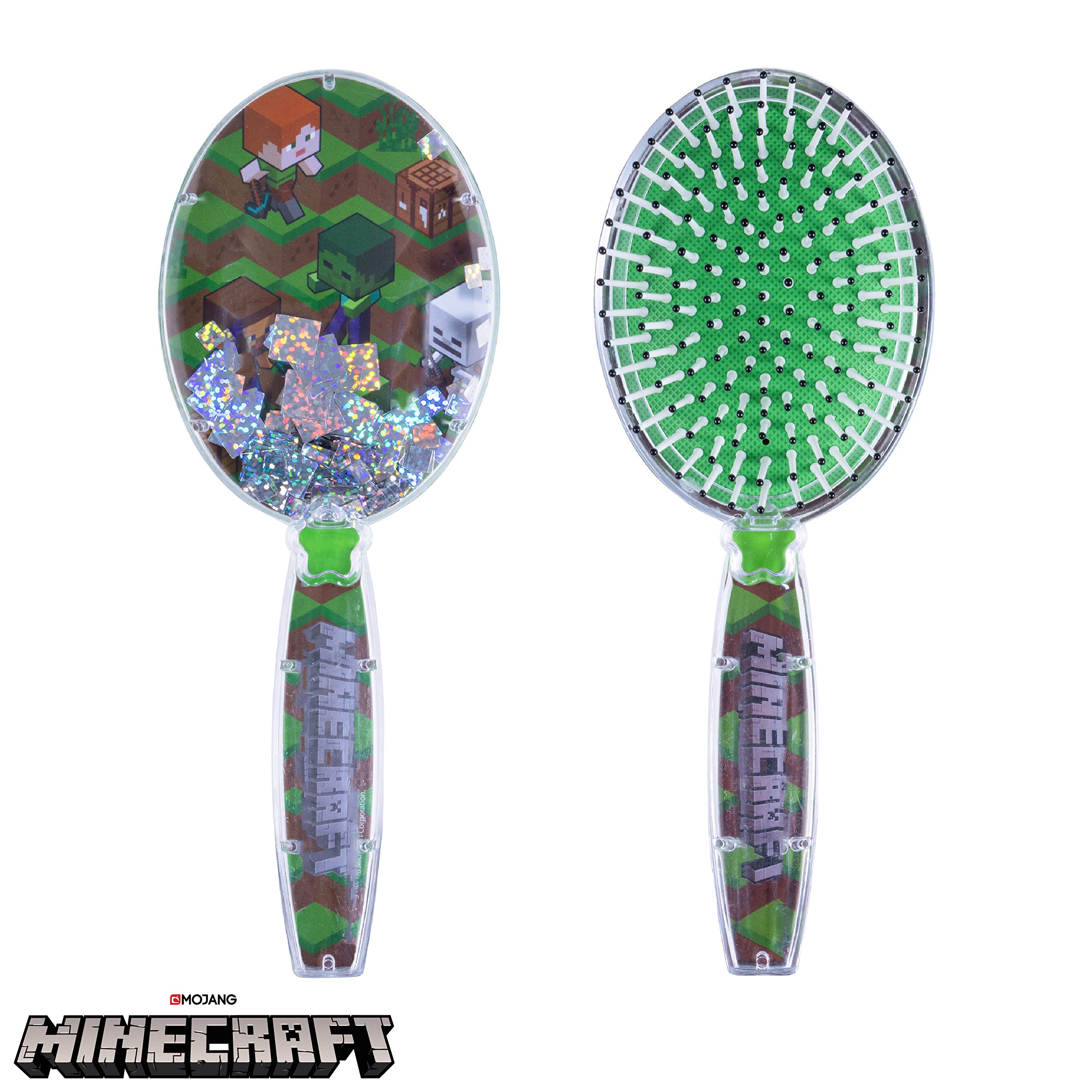 Minecraft Hair Brush with Magical Sparkling Cubes - Confetti Hair Brush, Green - Boys Hair Brush Ages 3+ - LuvHer Shop