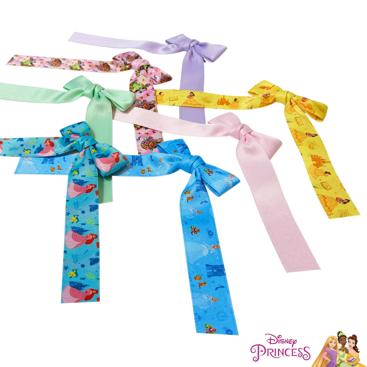 Disney Princess Hair Bow Set featuring colorful ribbon hair bows with princess designs, LuvHer Shop girls' accessories