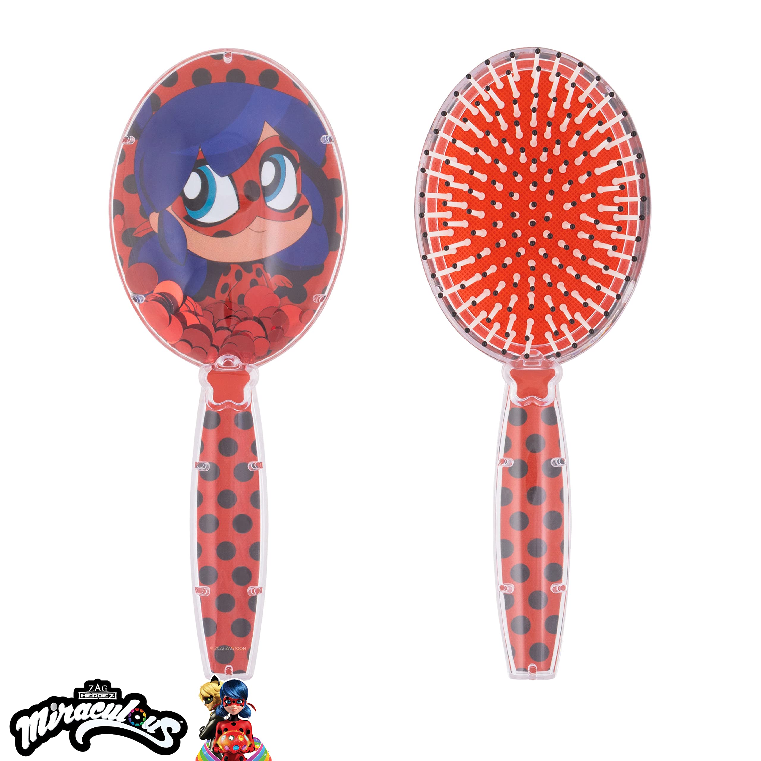 Miraculous Hair Brush with Magical Sparkling Stars Ladybug Confetti Hair Brush - Kids Hair Brush Ages 3+ - LuvHer Shop