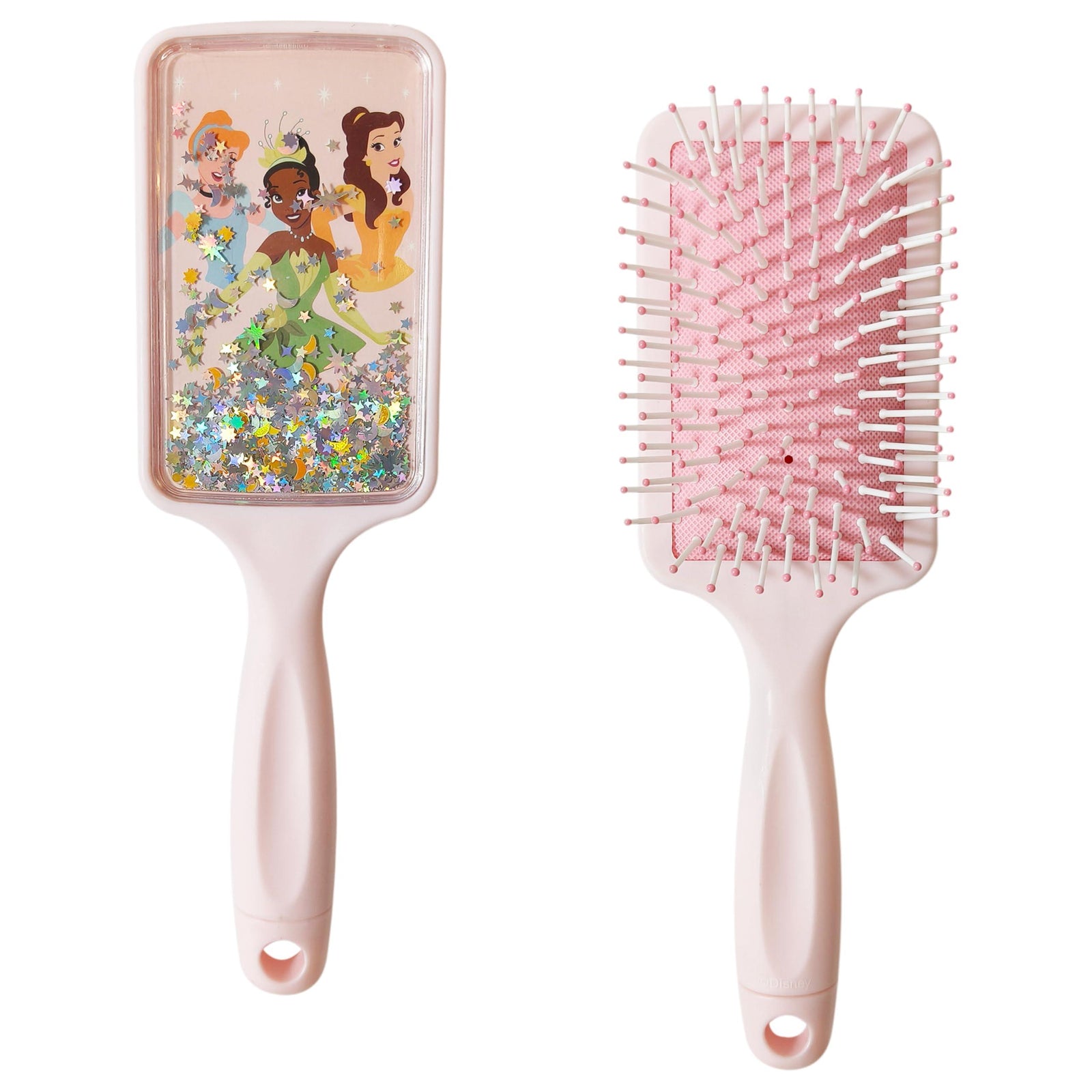 Disney Princess Paddle Hair Brush with pink handle and glitter detail from LuvHer Shop