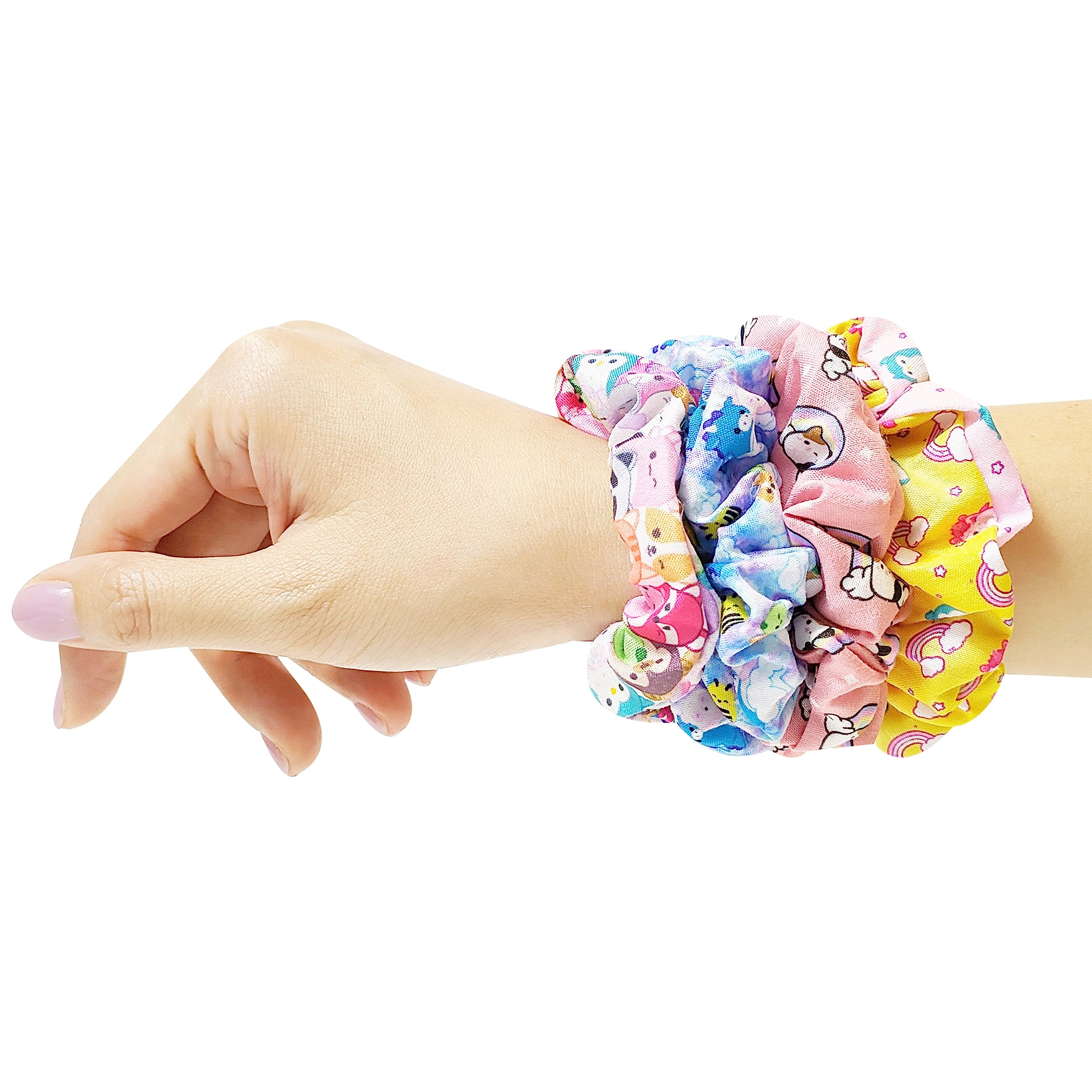 Squishmallows Cute Scrunchies for Girls of All Ages - 4 Large Hair Scrunchies for Girls - 4 Printed Scrunchies with Your Favorite Characters - LuvHer Shop